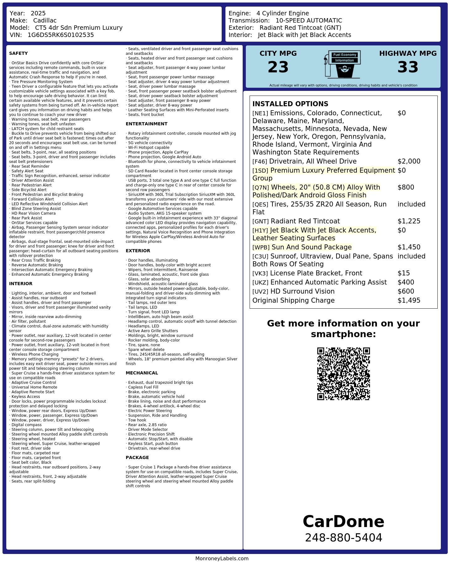 Monroney Label
