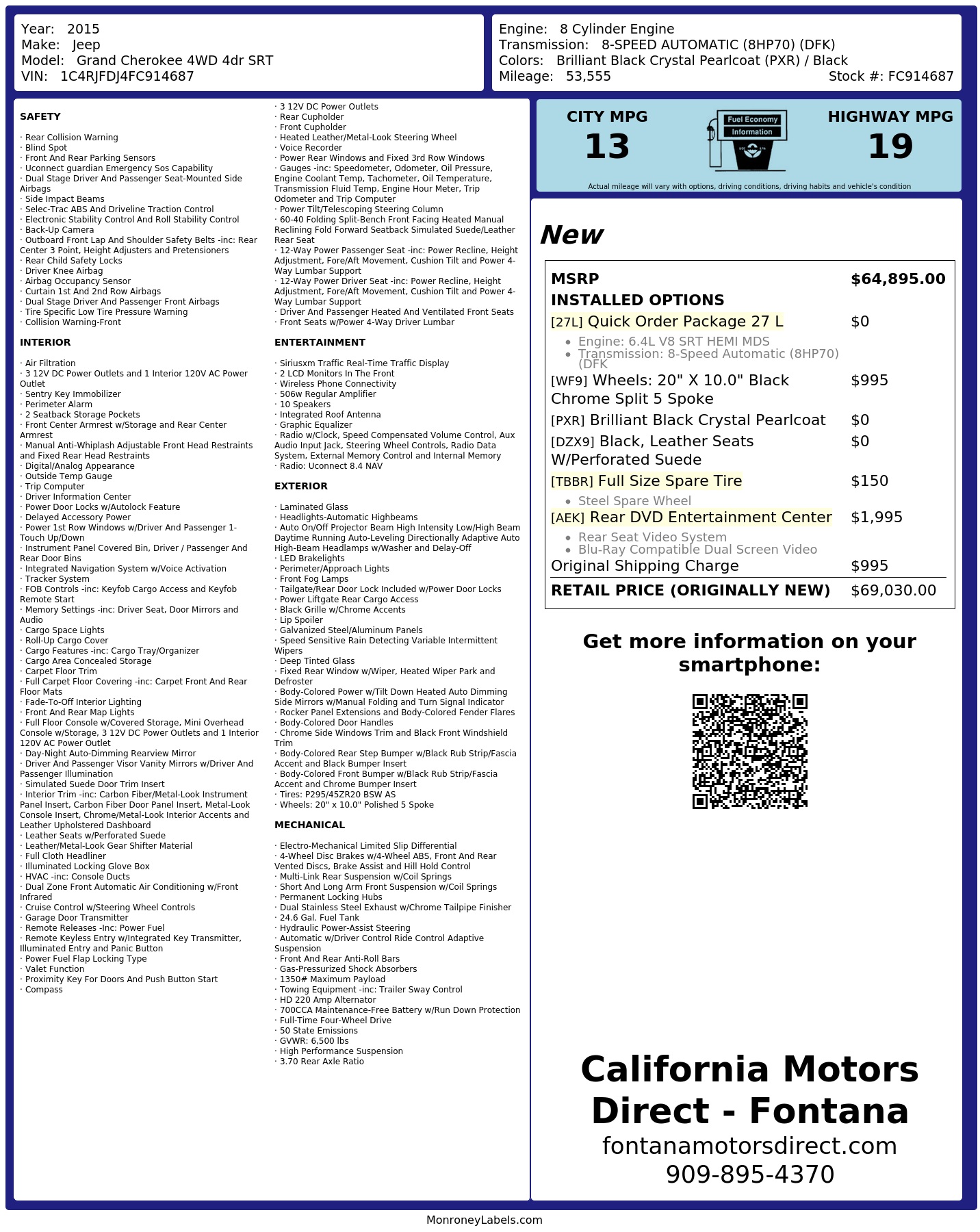 Monroney Label
