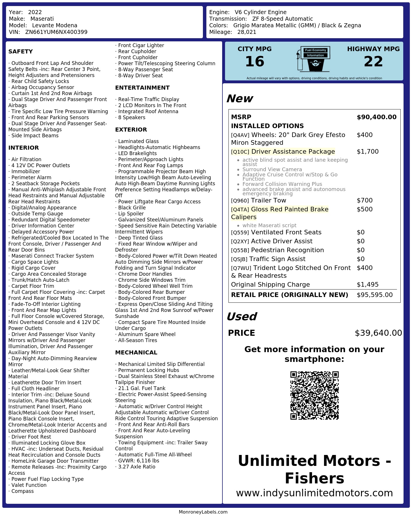 Monroney Label