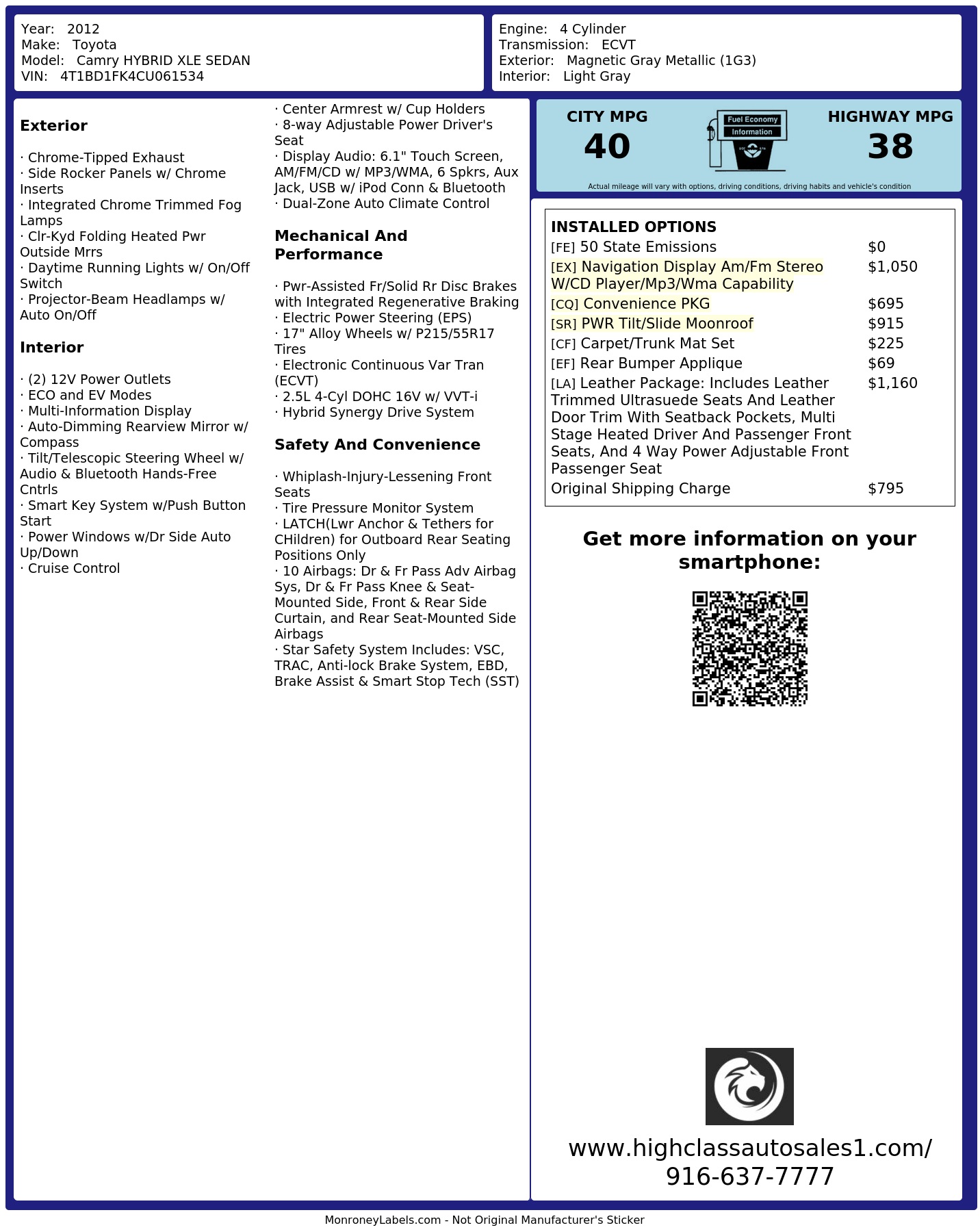 Monroney Label