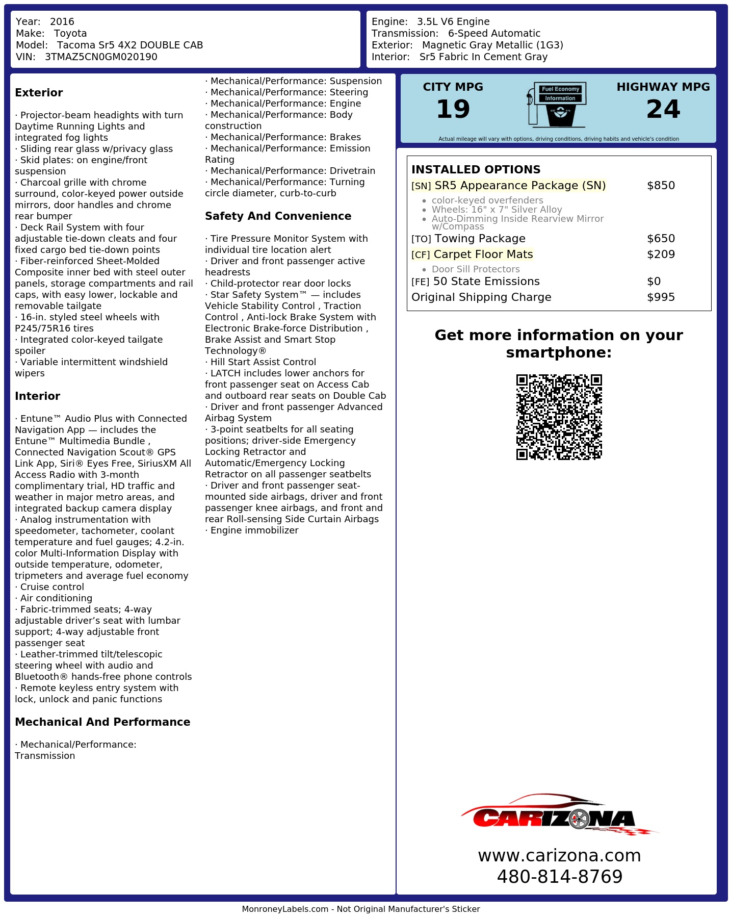 Monroney Label
