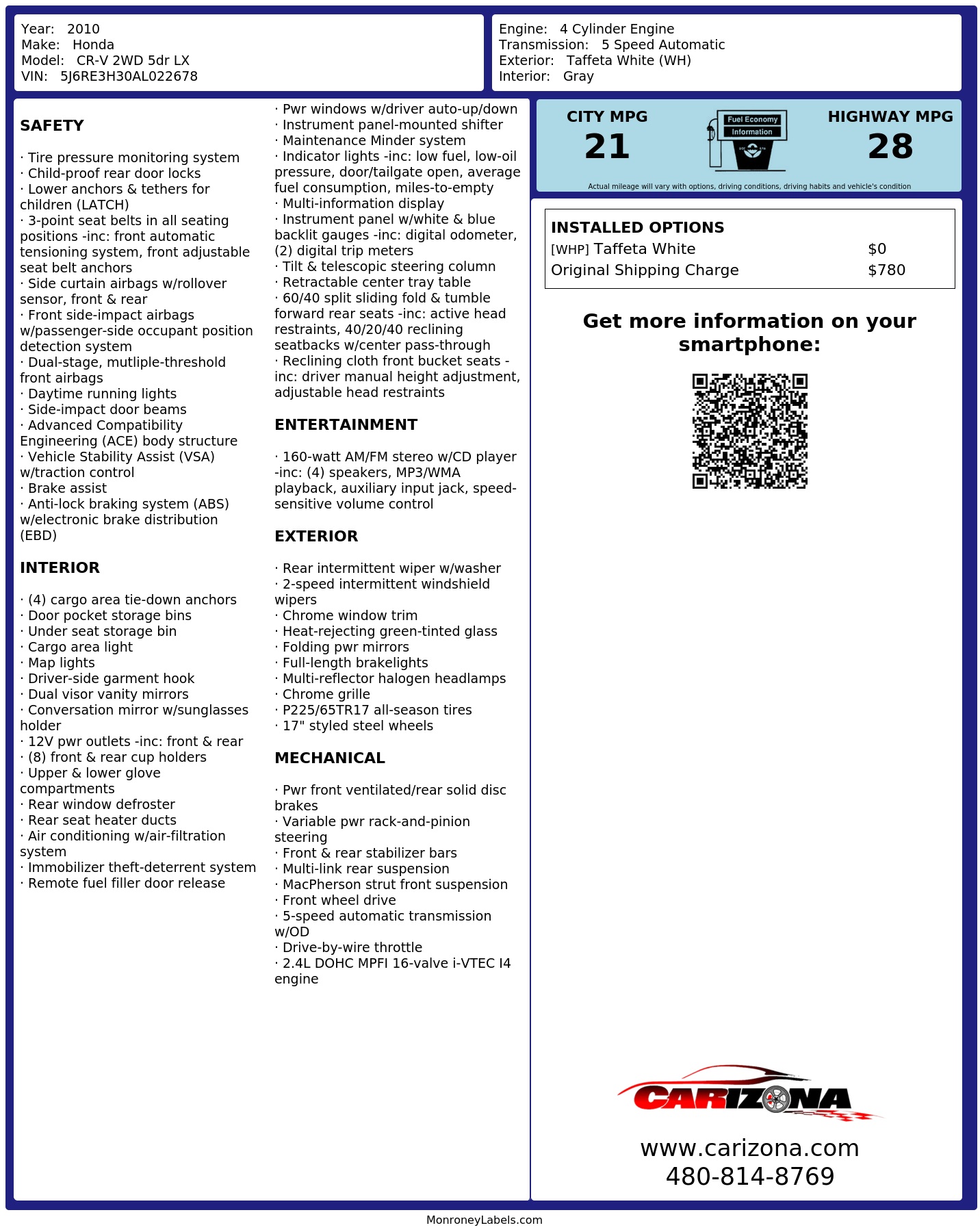 Monroney Label