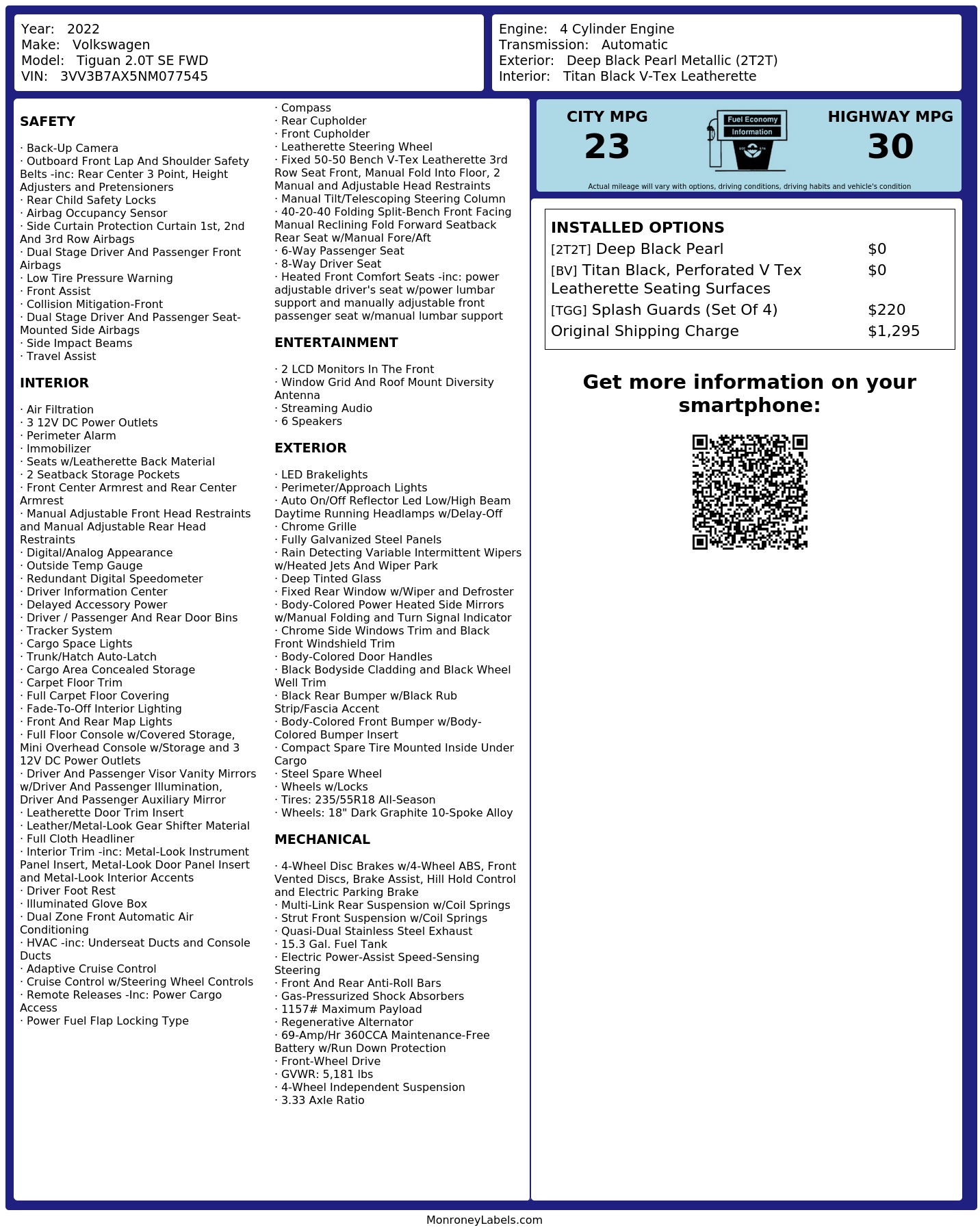 Monroney Label
