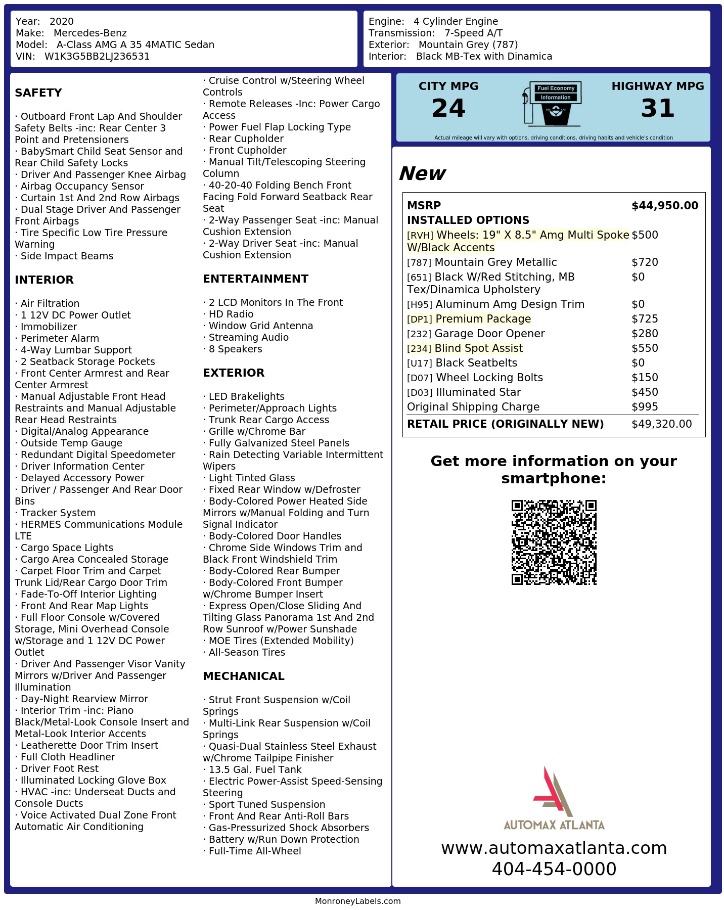 Monroney Label