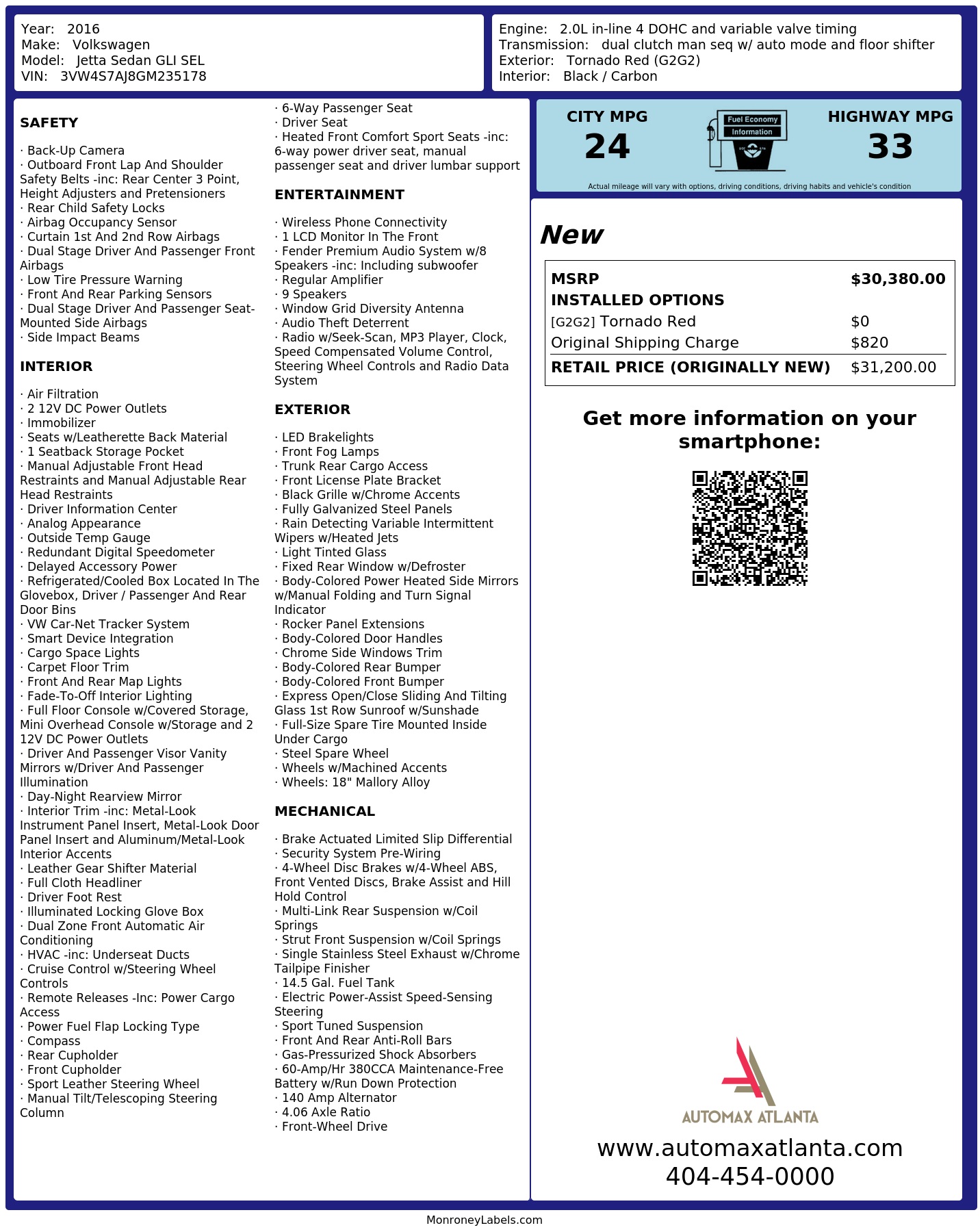 Monroney Label