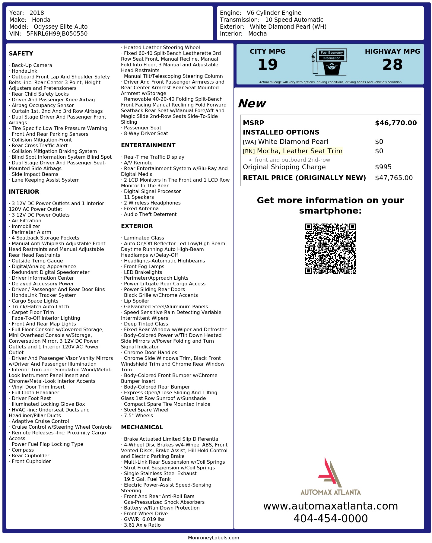 Monroney Label