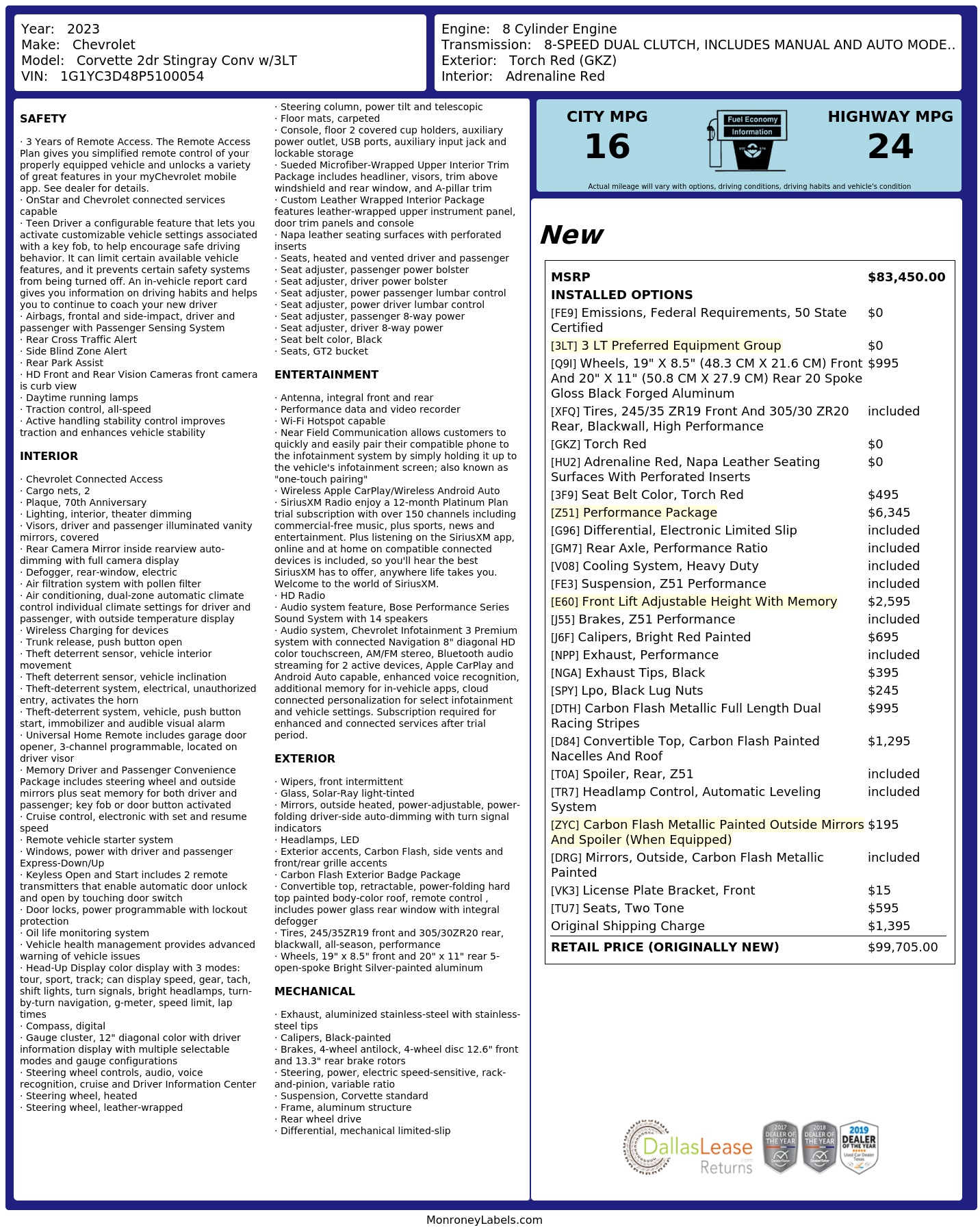 Monroney Label