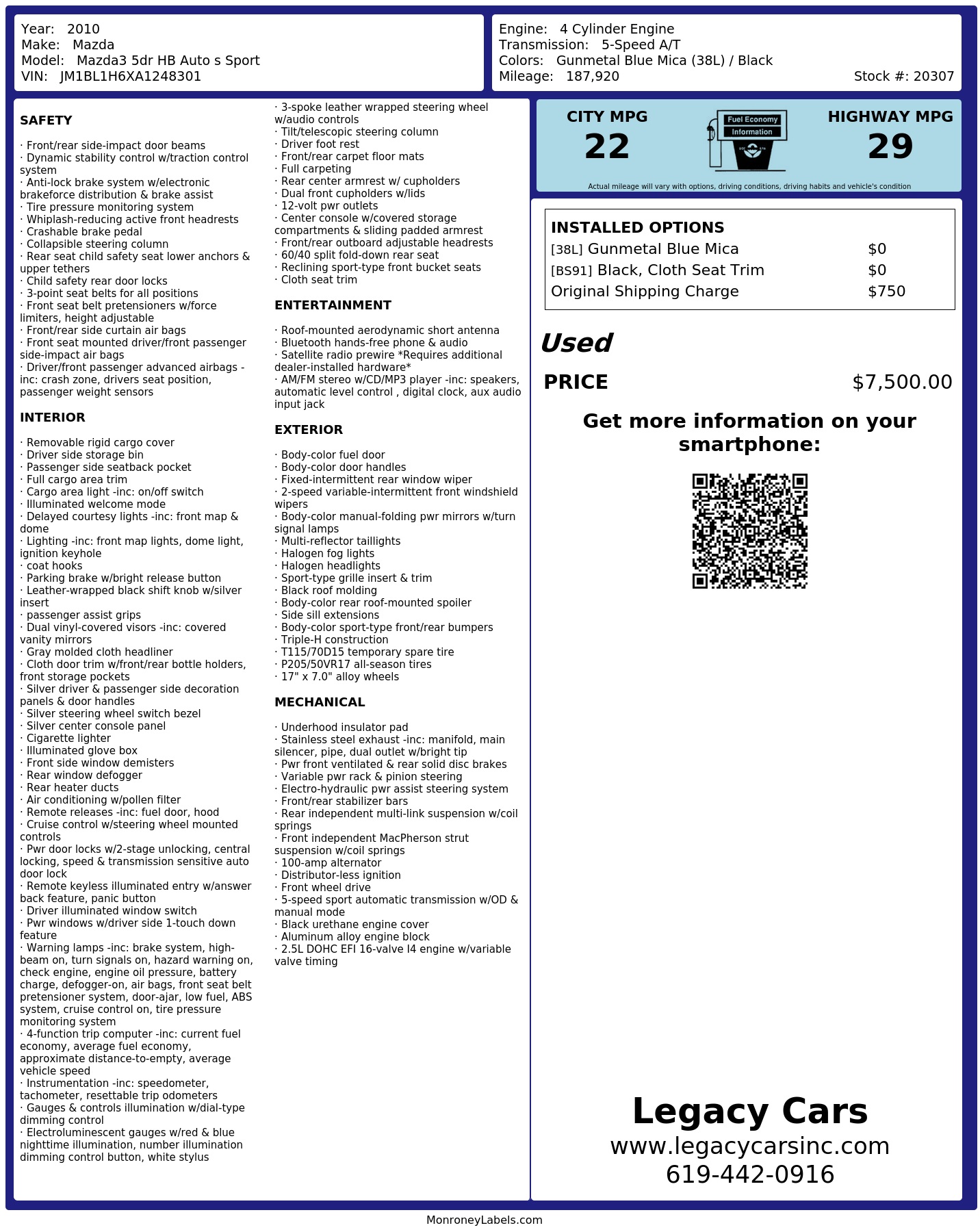 Monroney Label