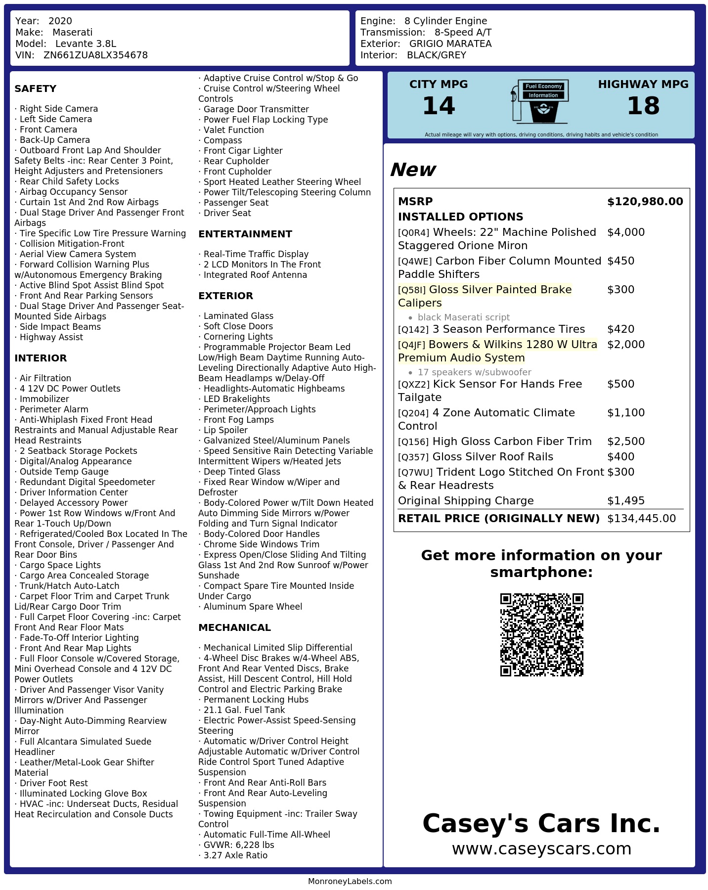 Monroney Label