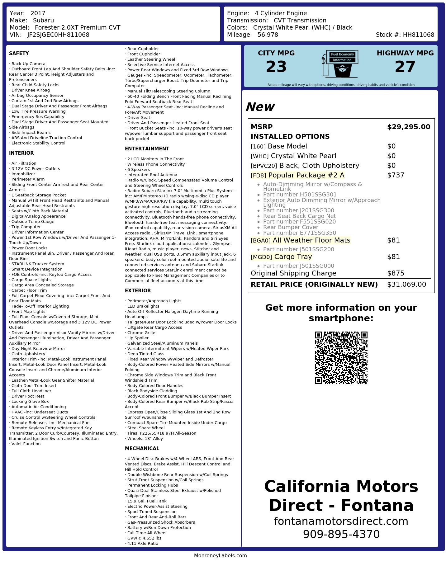 Monroney Label