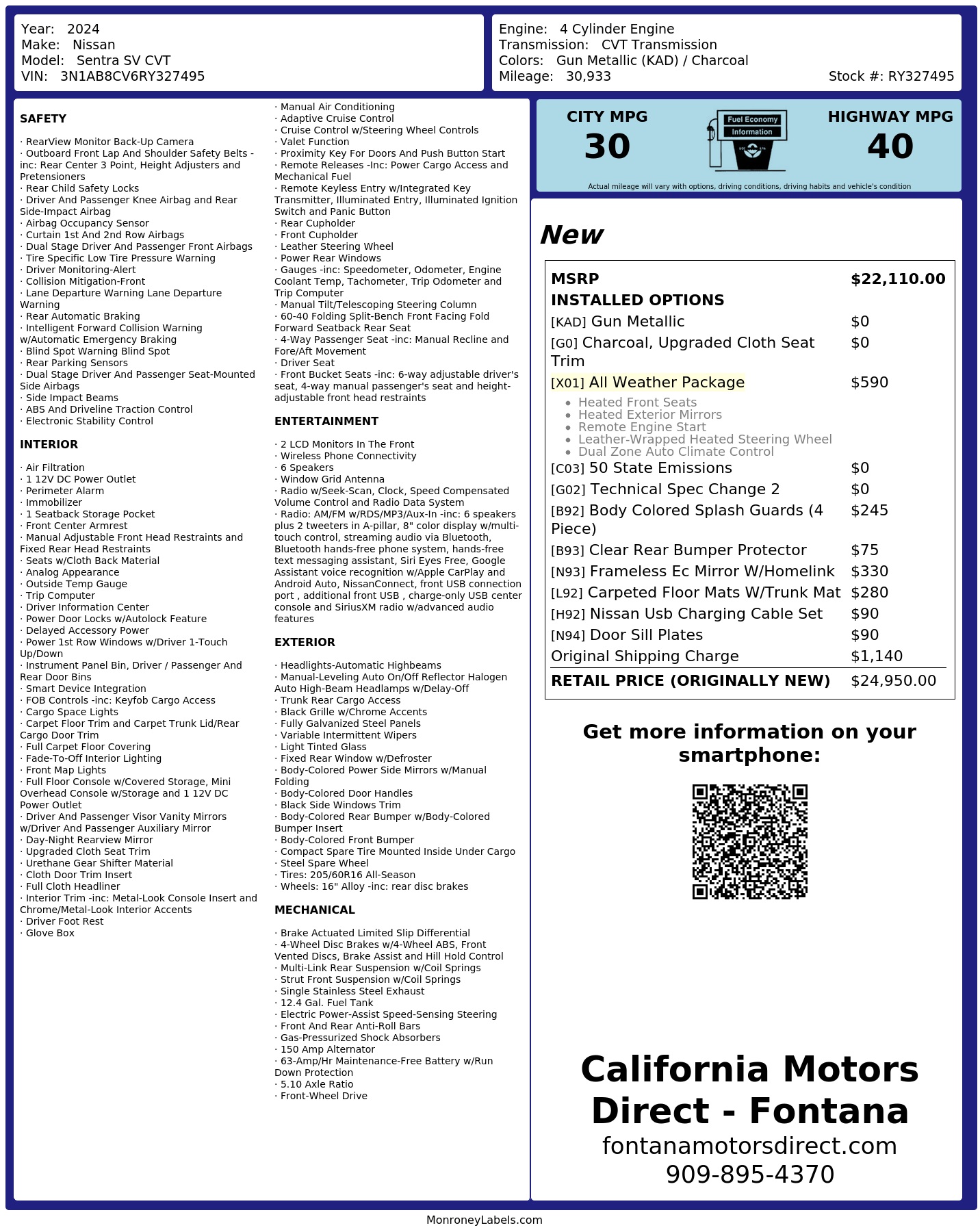 Monroney Label