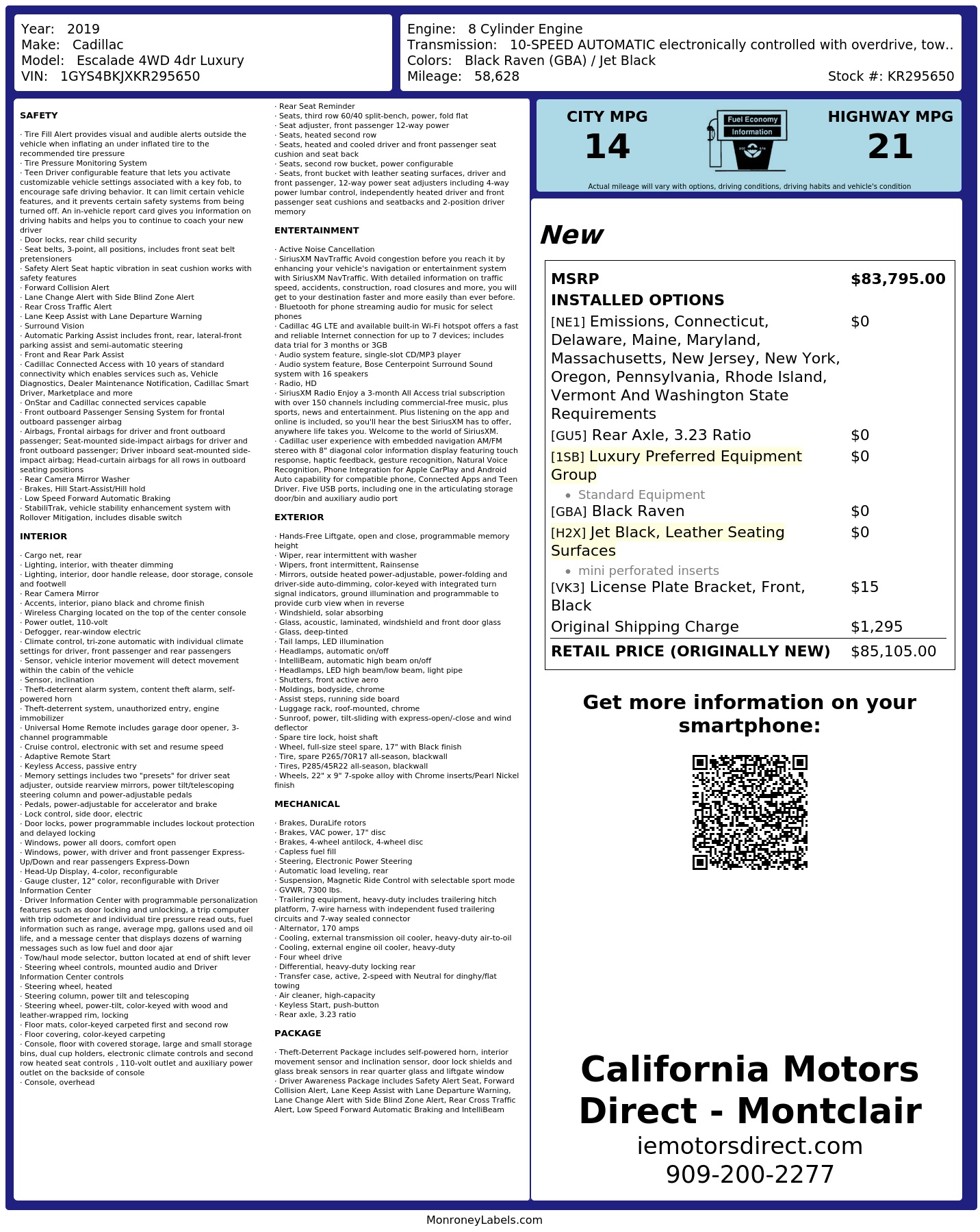 Monroney Label