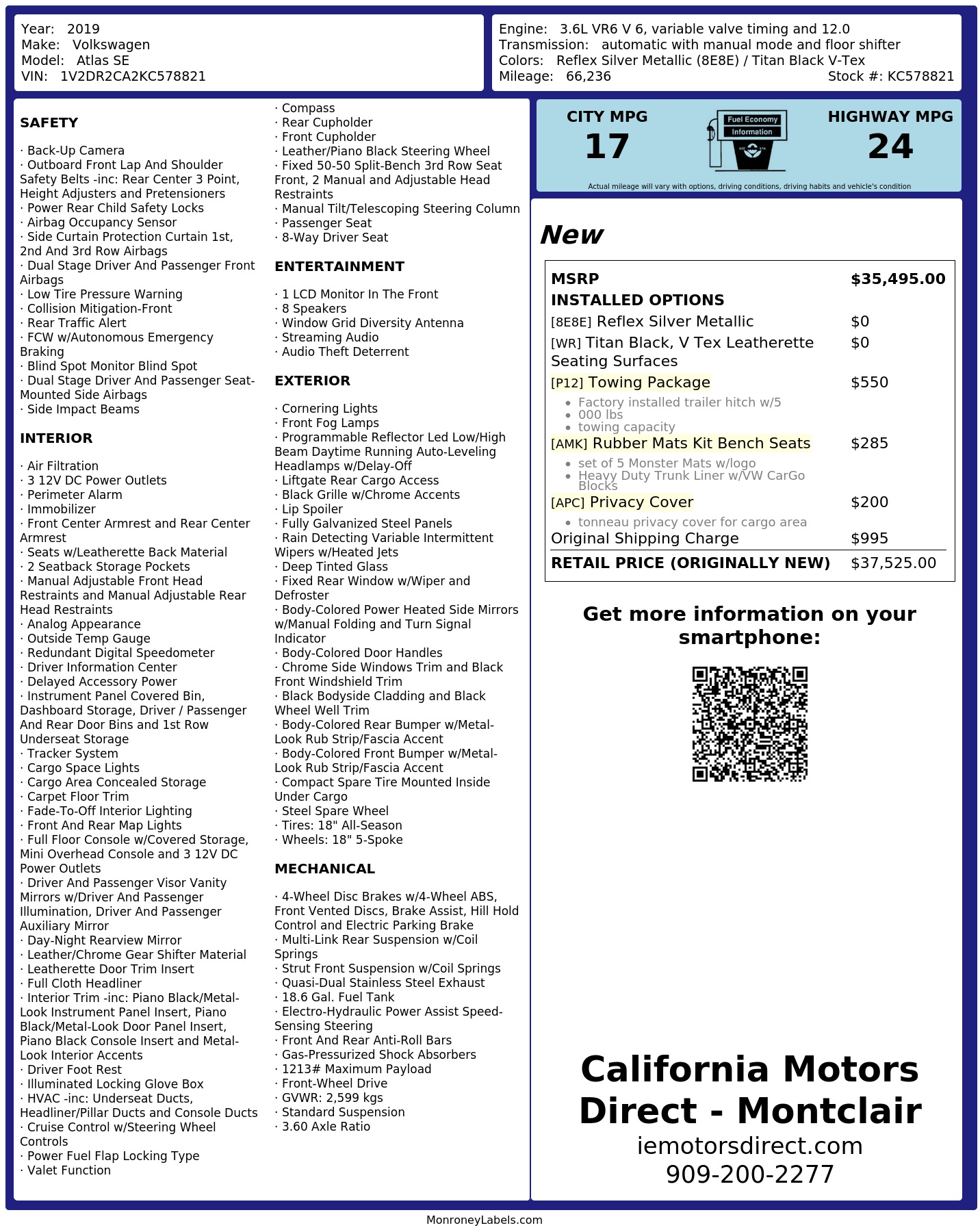 Monroney Label