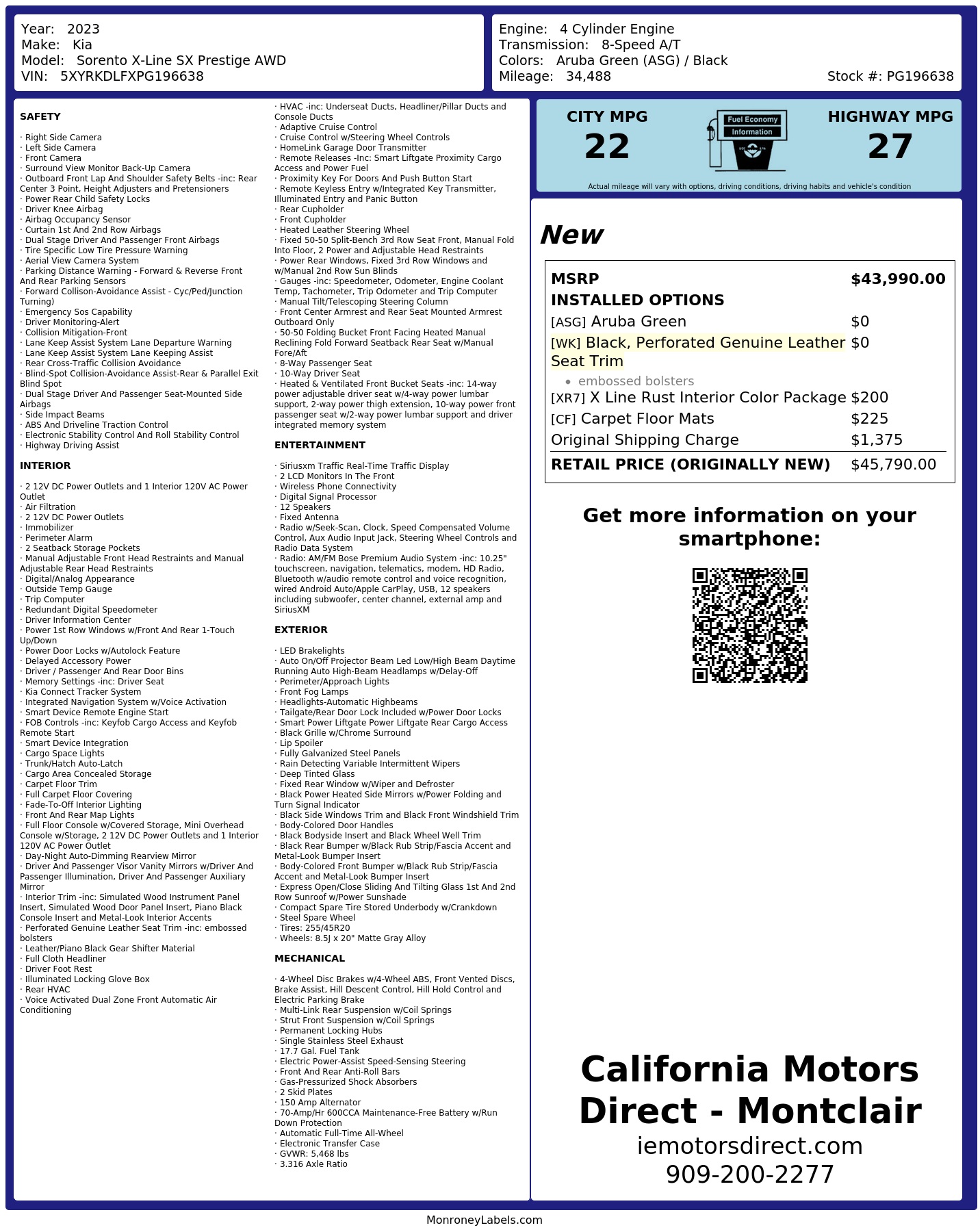 Monroney Label