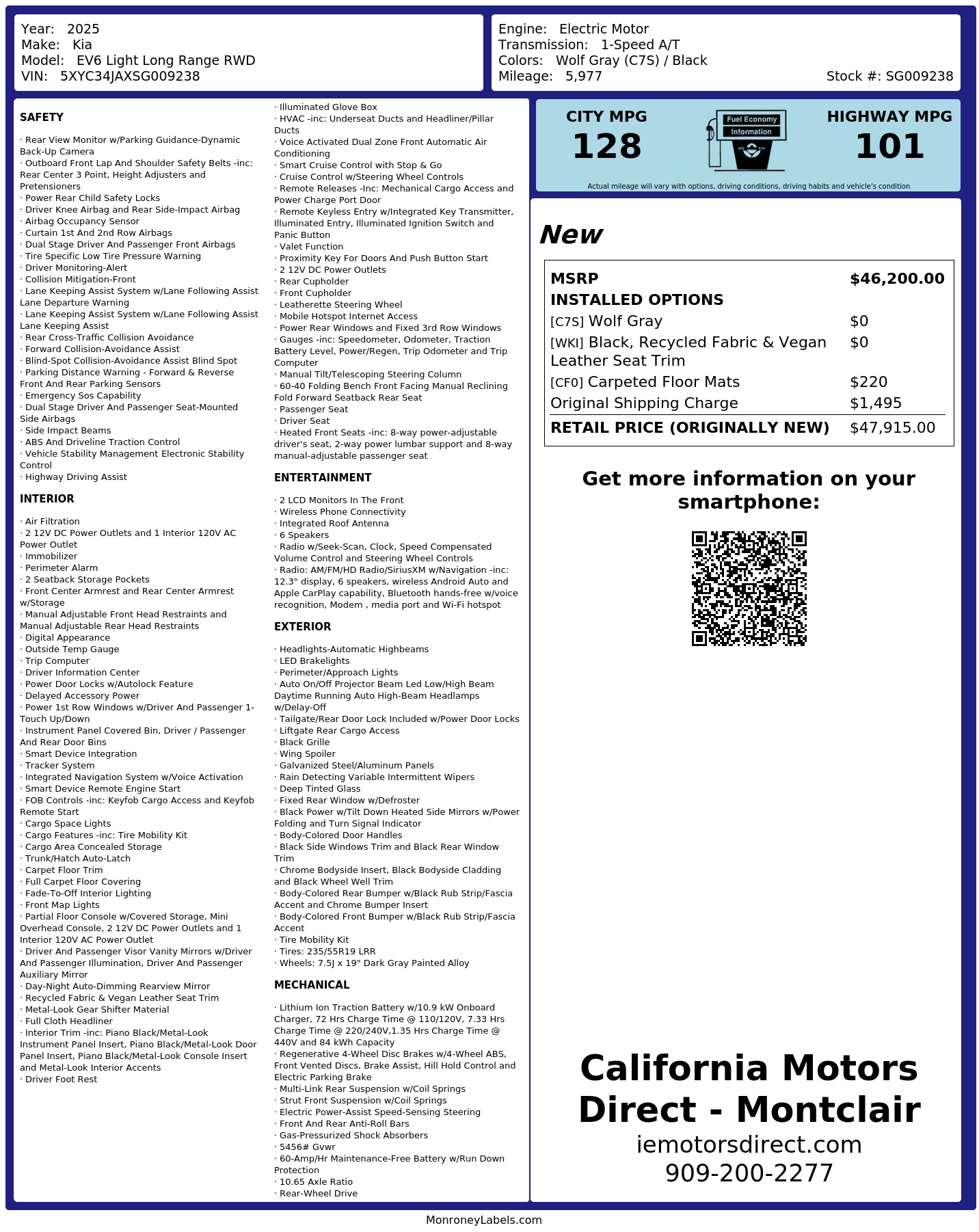 Monroney Label