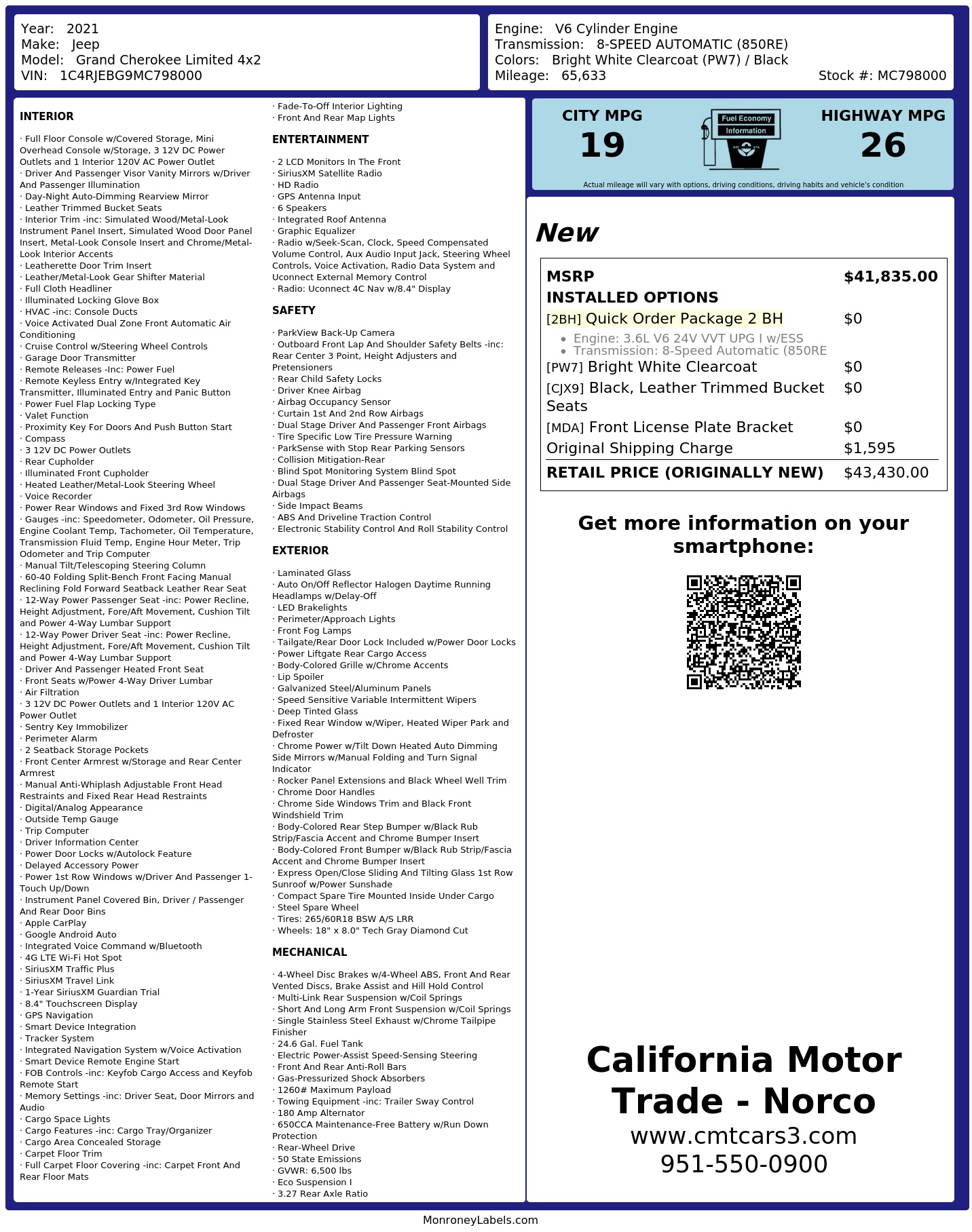 Monroney Label