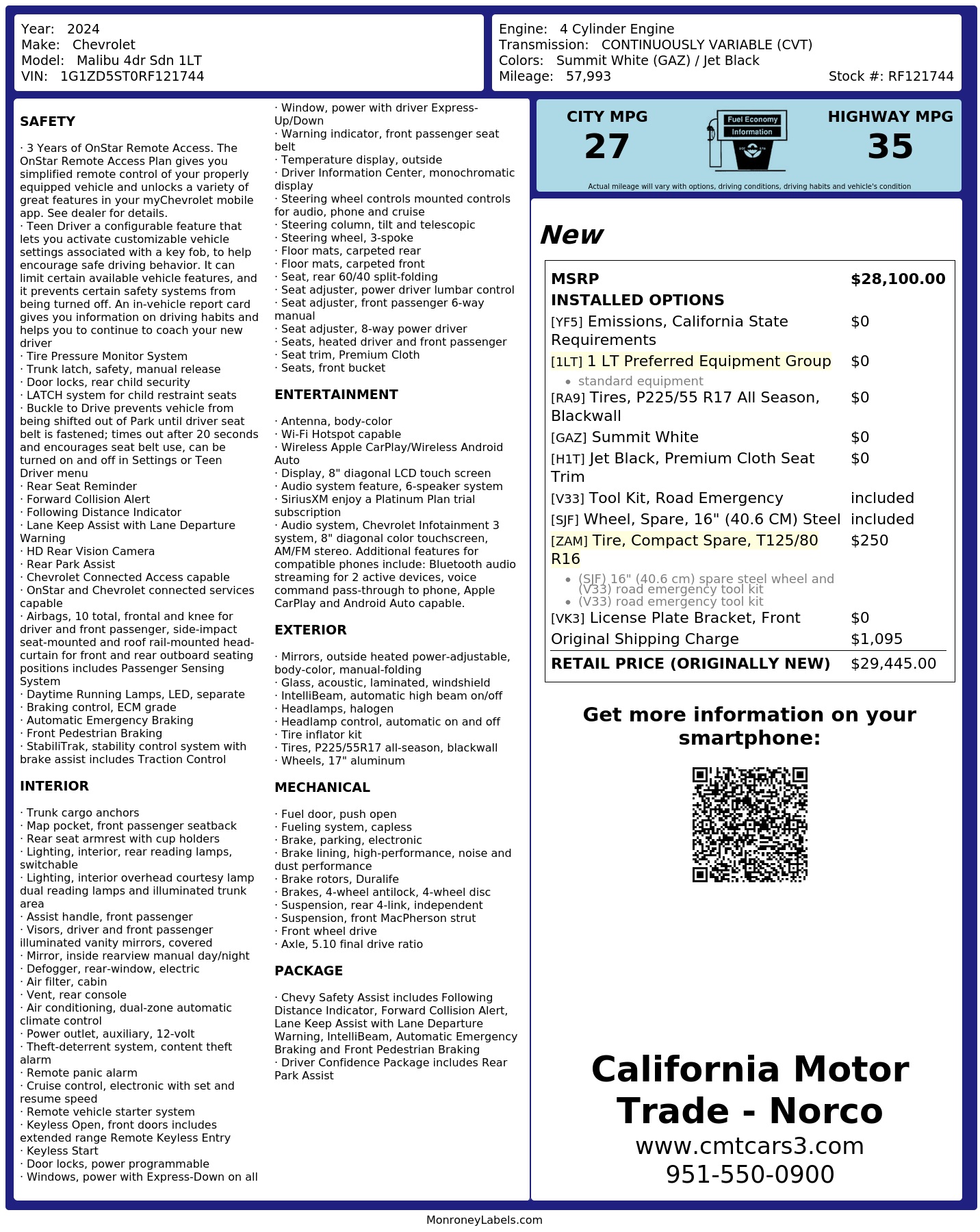 Monroney Label
