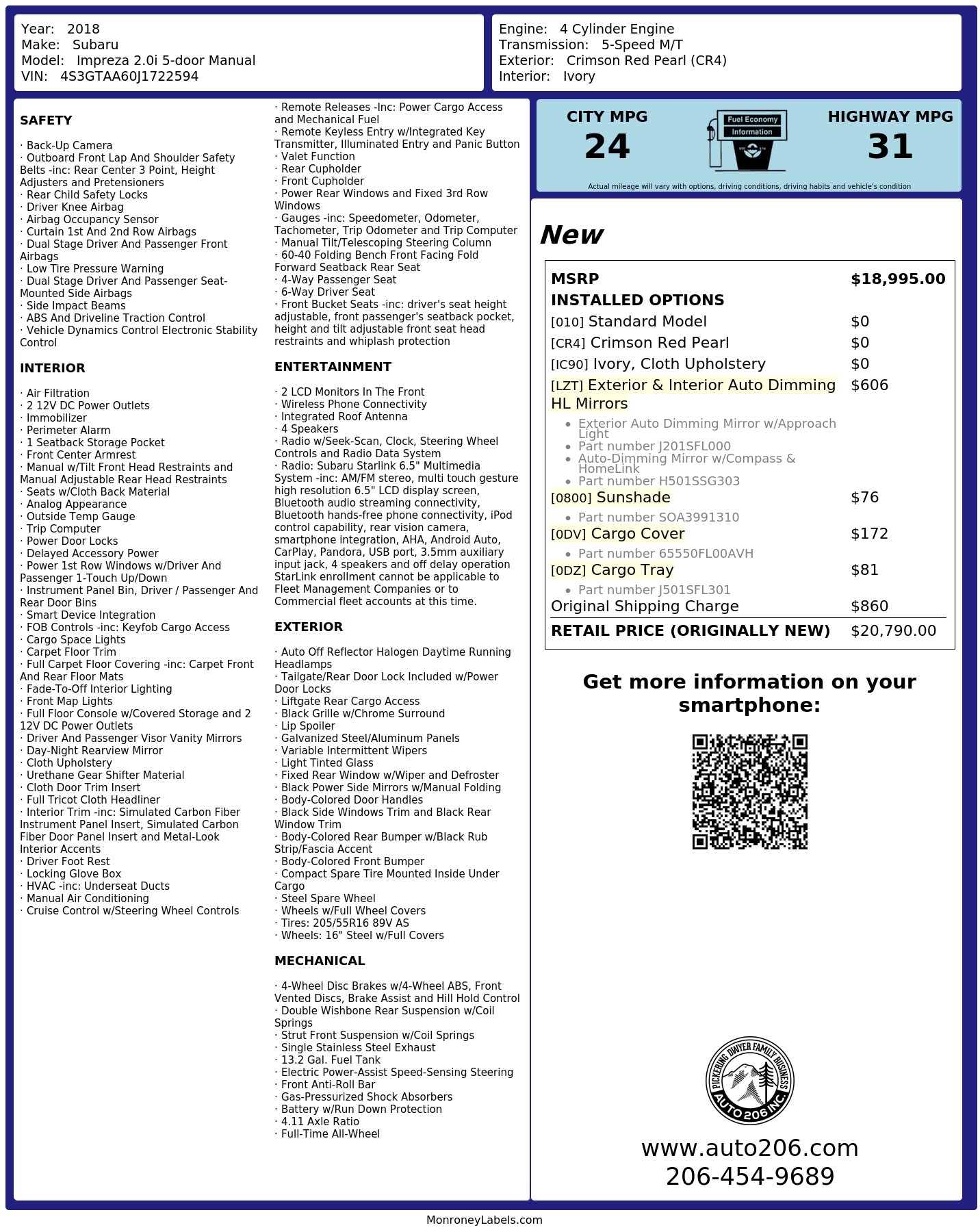 Monroney Label