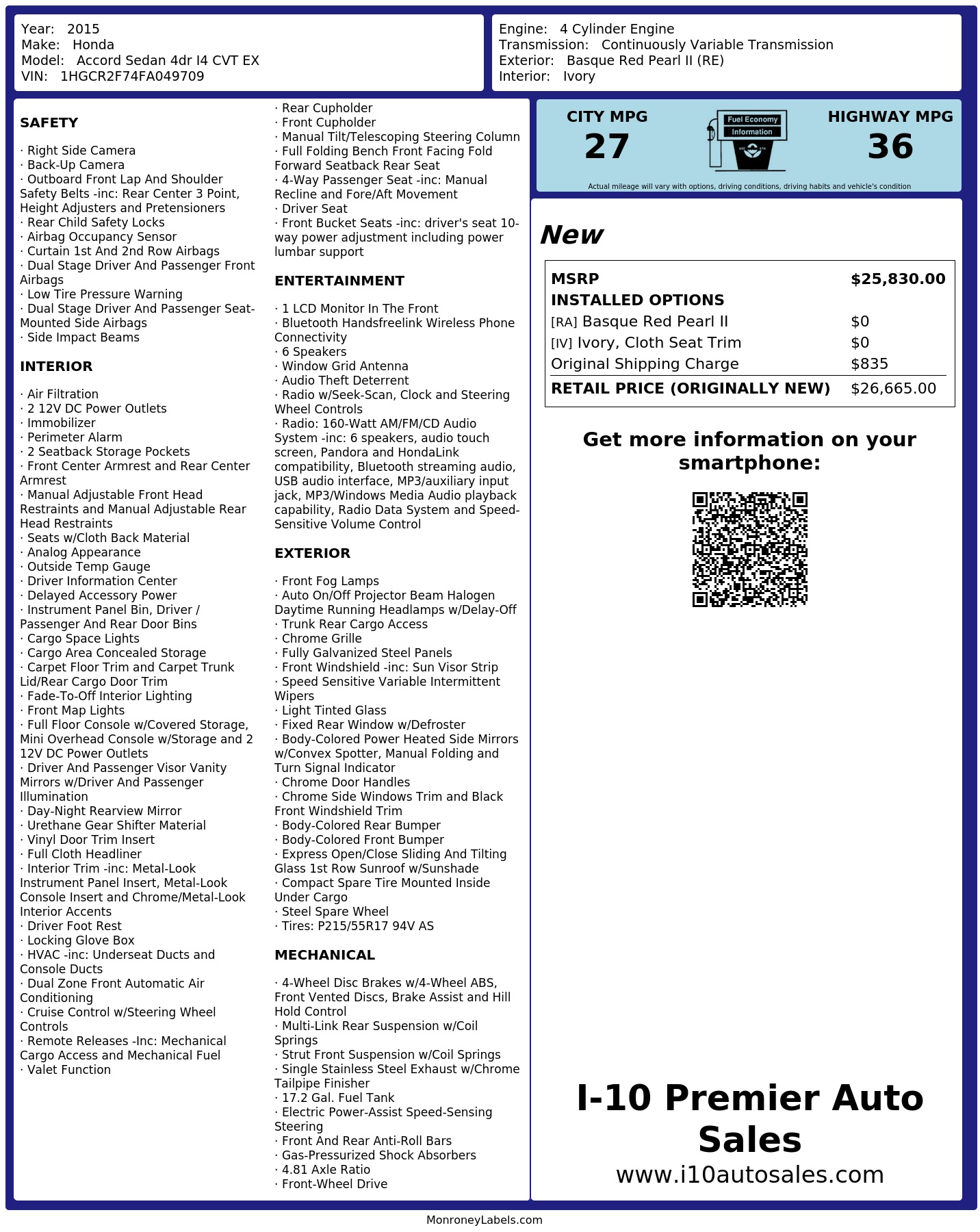 Monroney Label