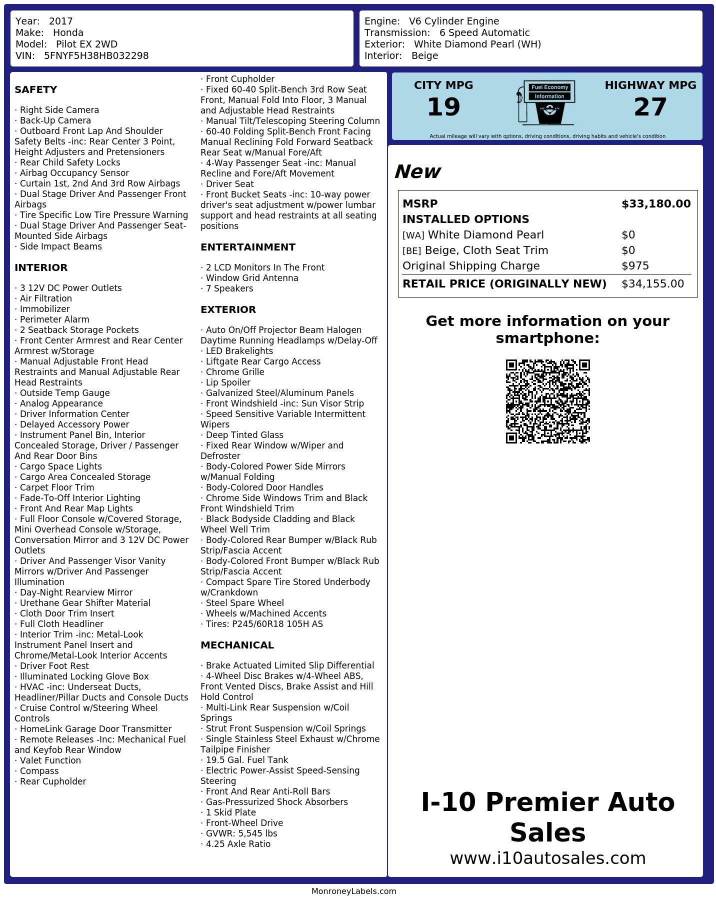 Monroney Label