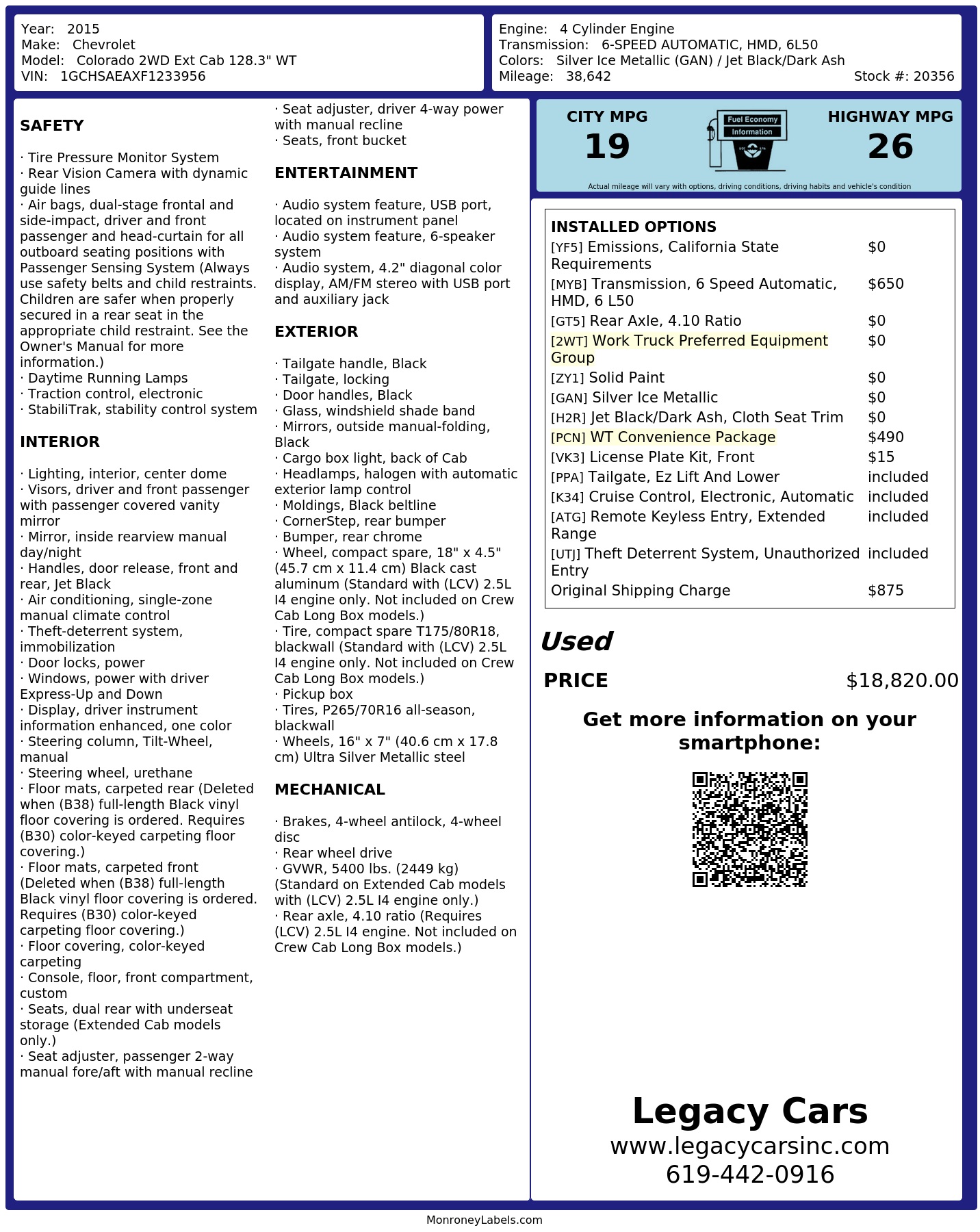 Monroney Label
