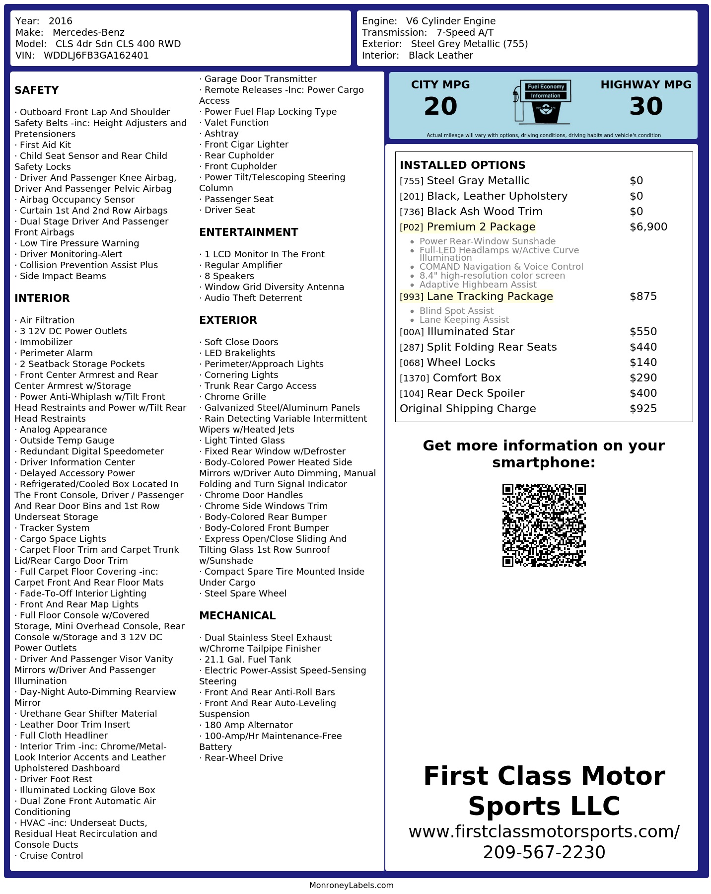 Monroney Label