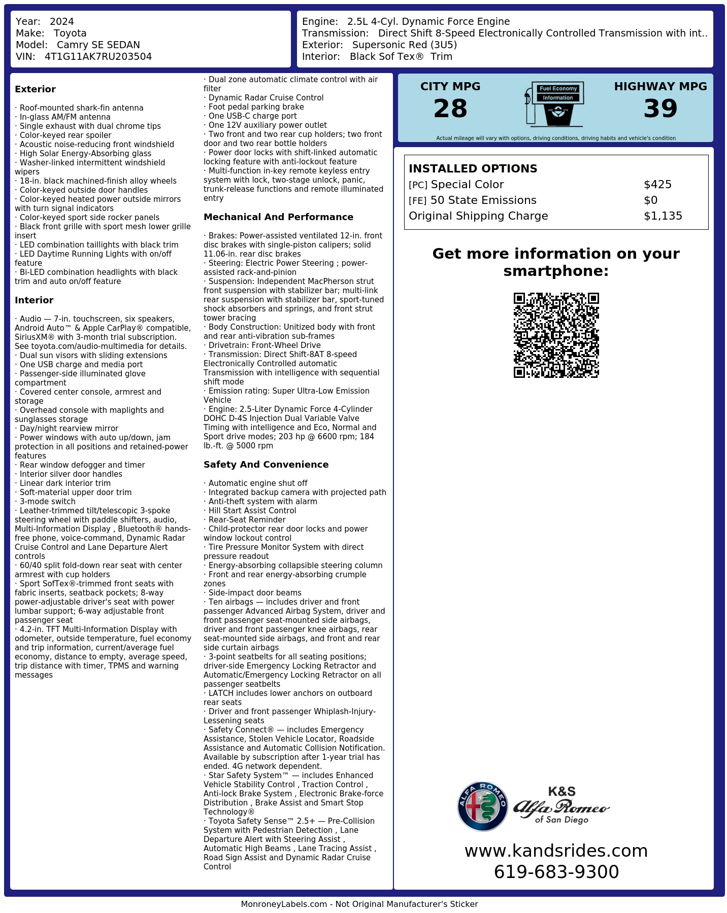 Monroney Label