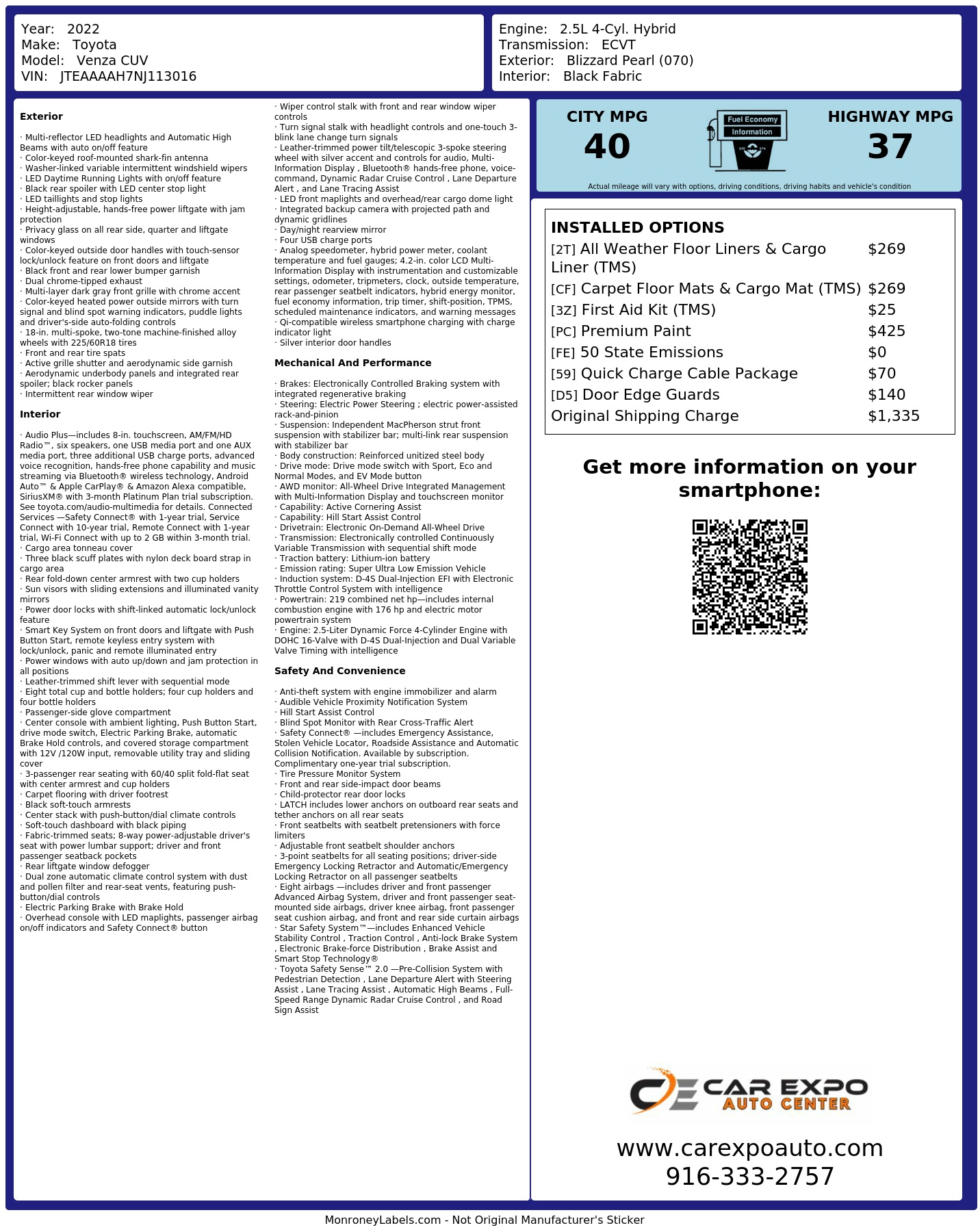 Monroney Label