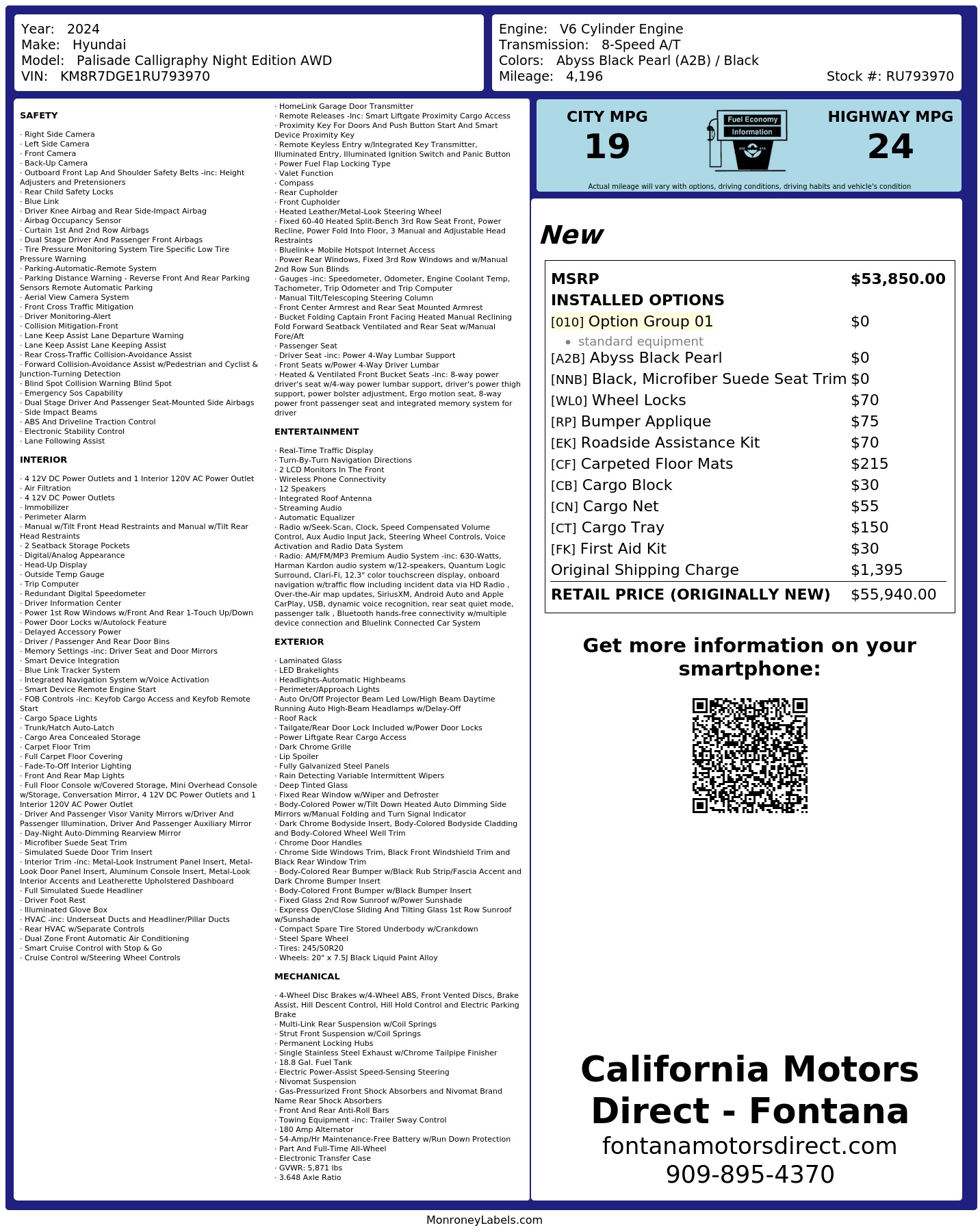 Monroney Label