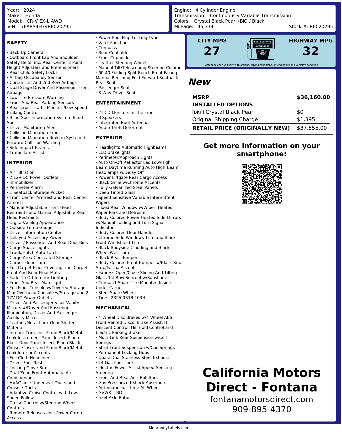 Monroney Label
