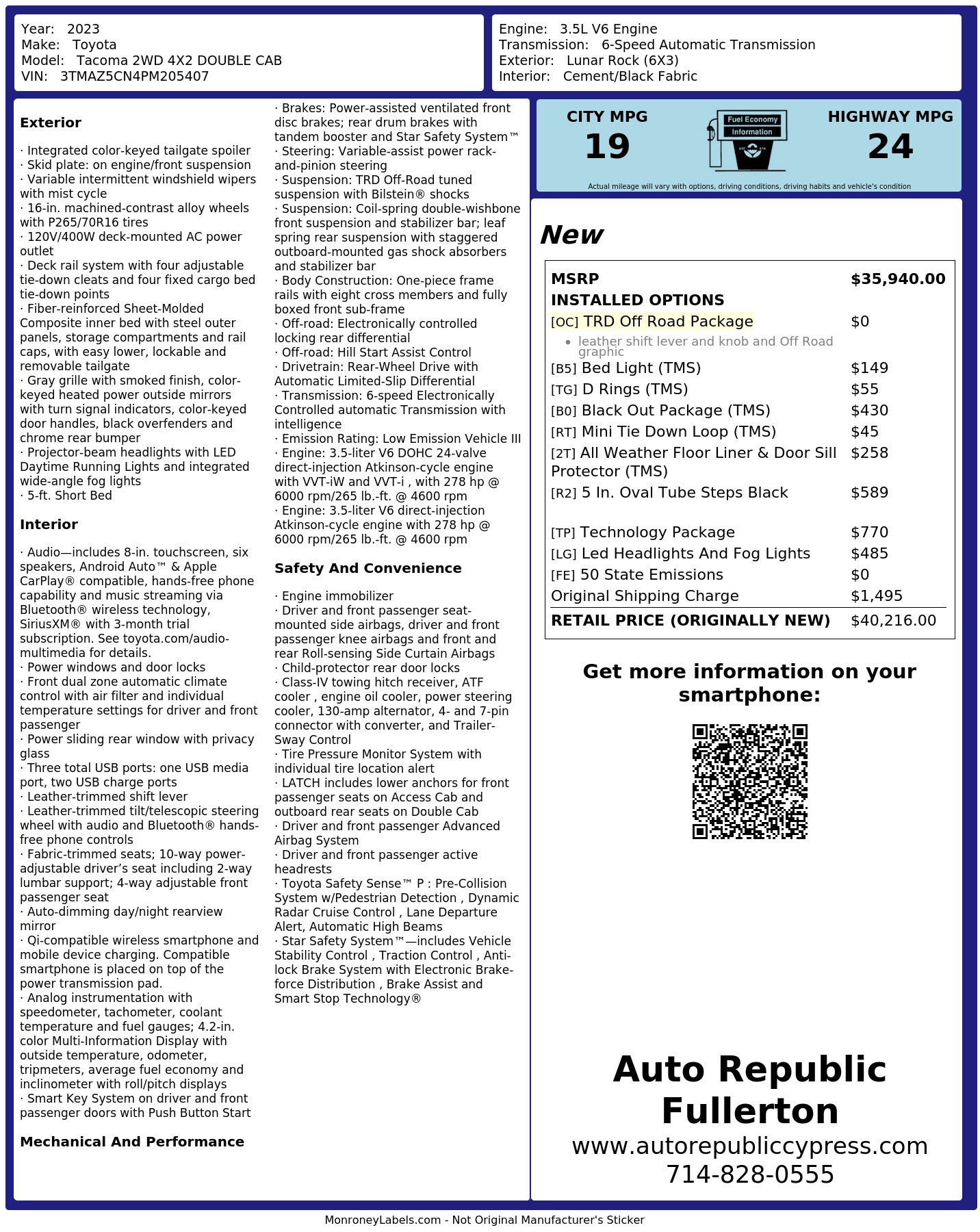 Monroney Label