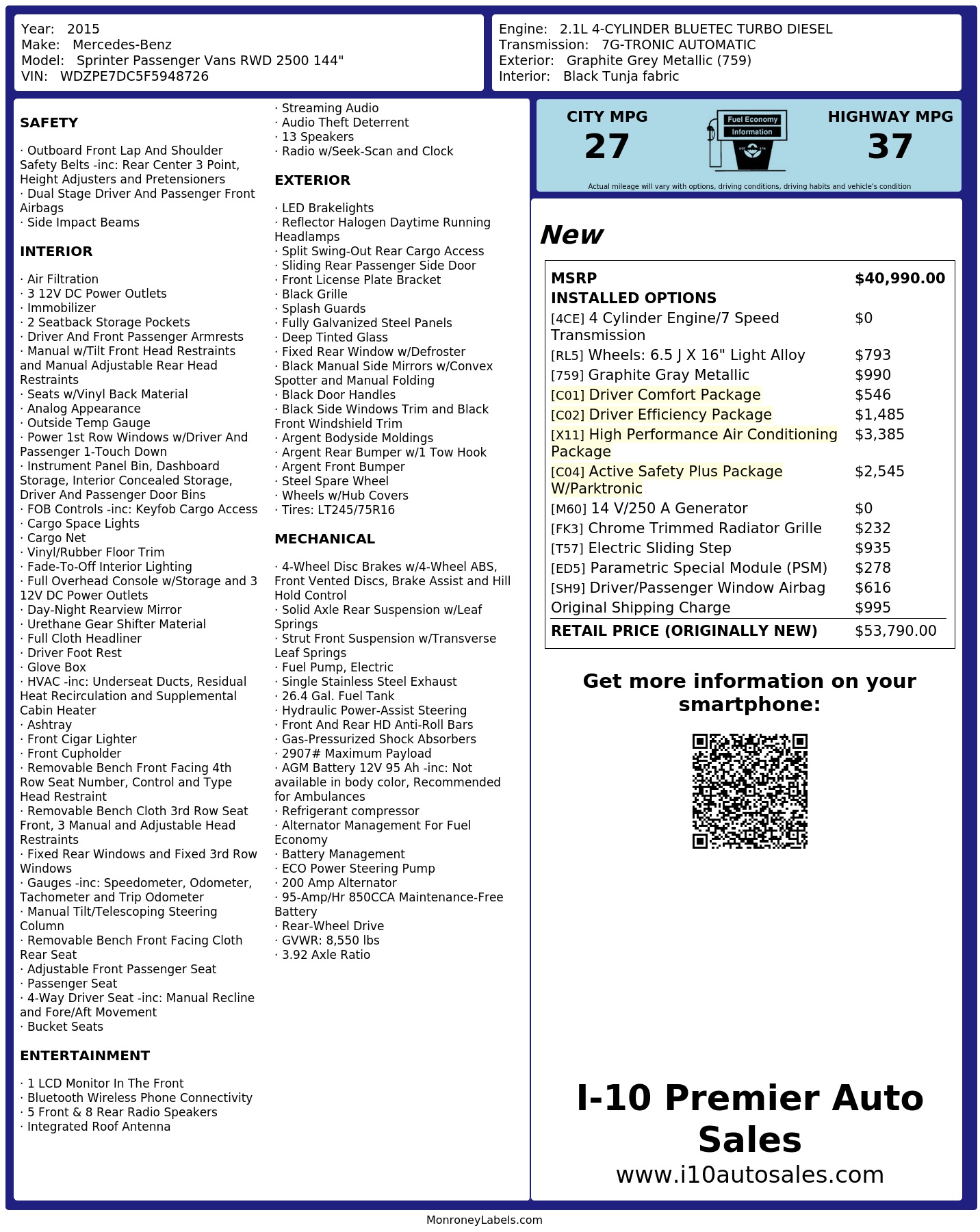 Monroney Label