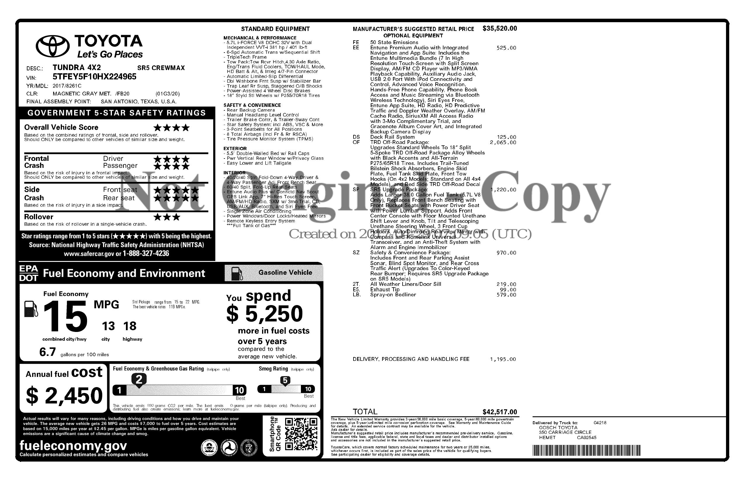 Monroney Label