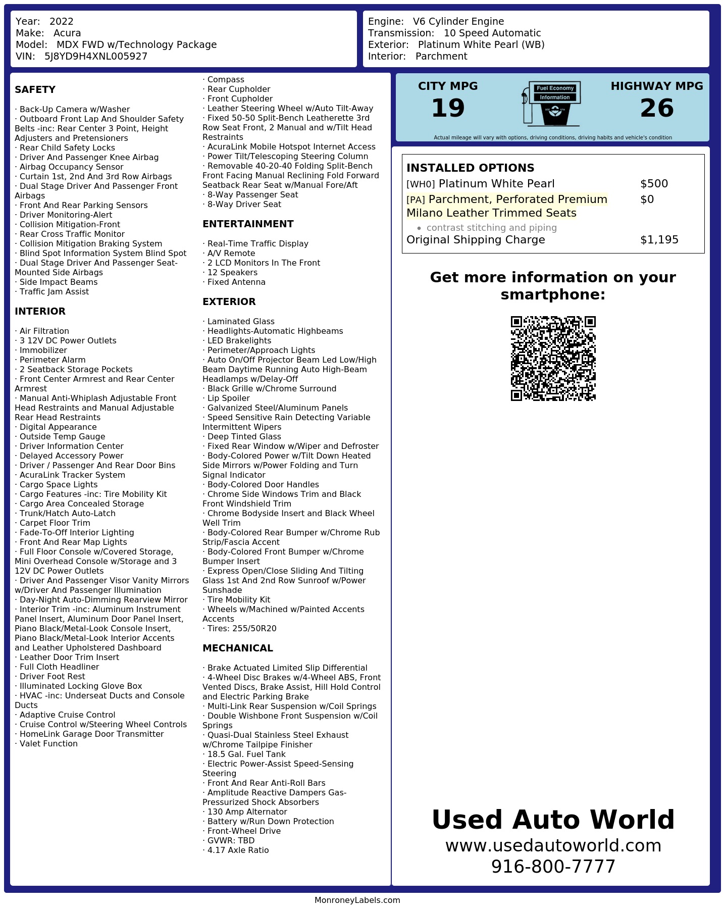 Monroney Label