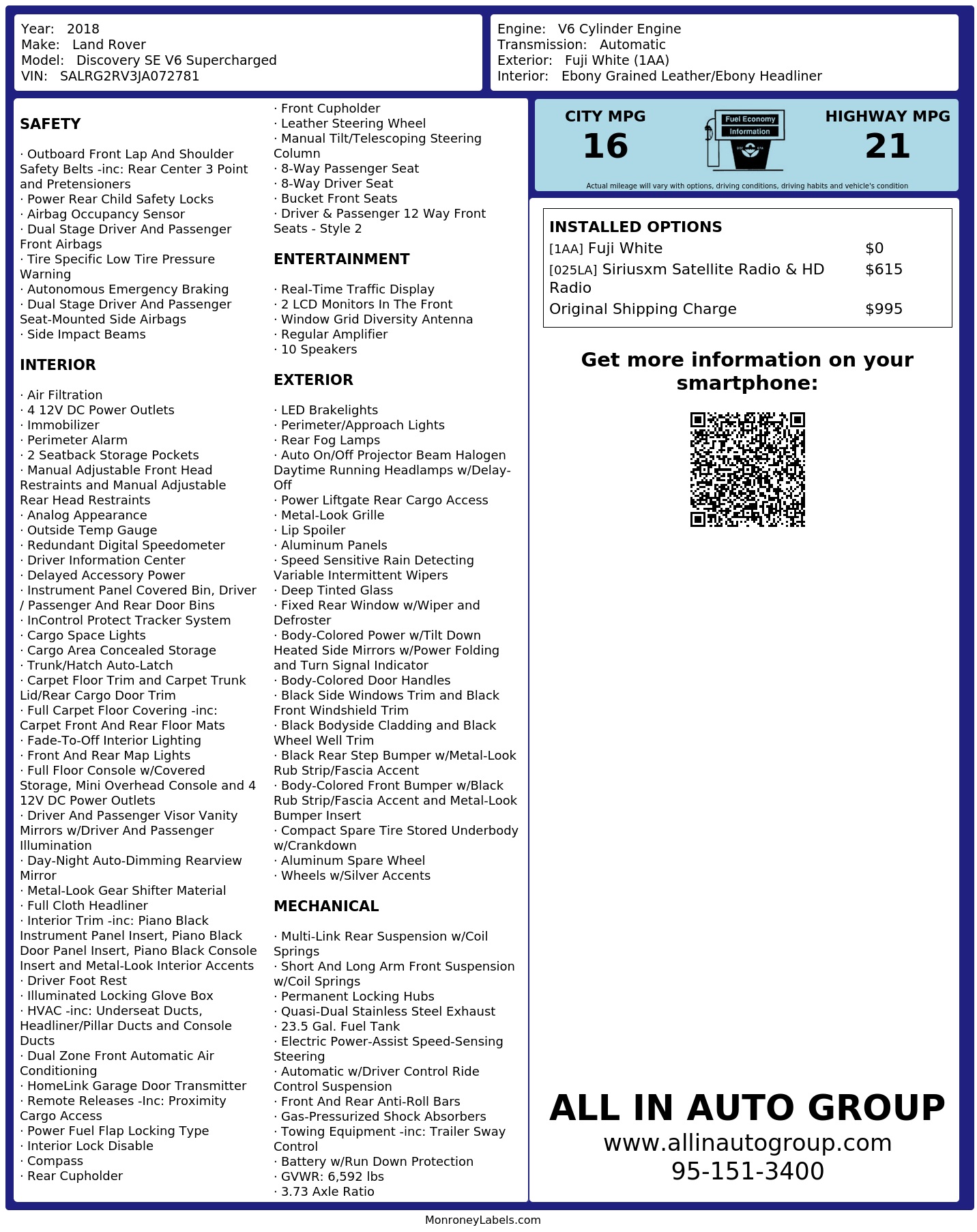 Monroney Label
