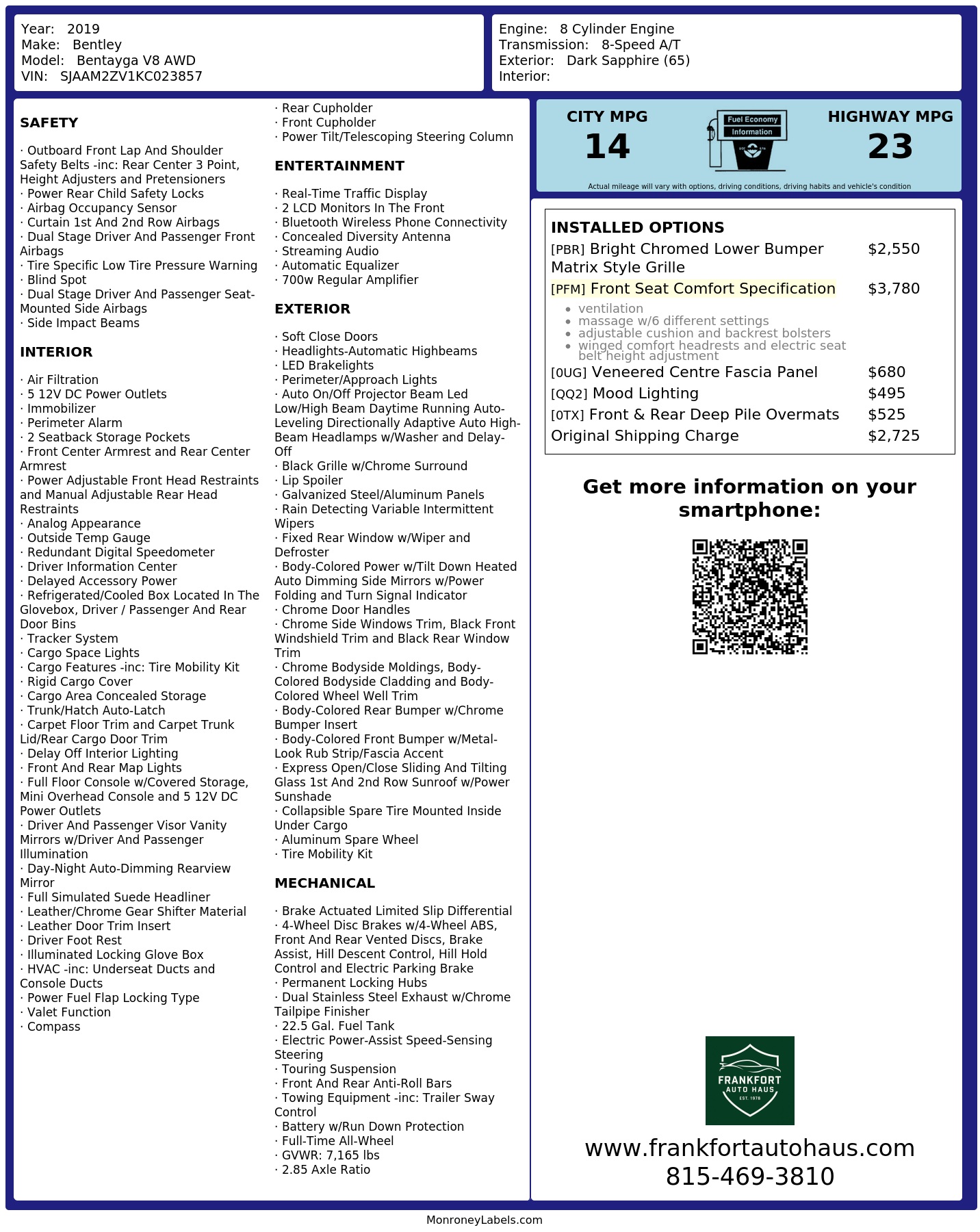 Monroney Label