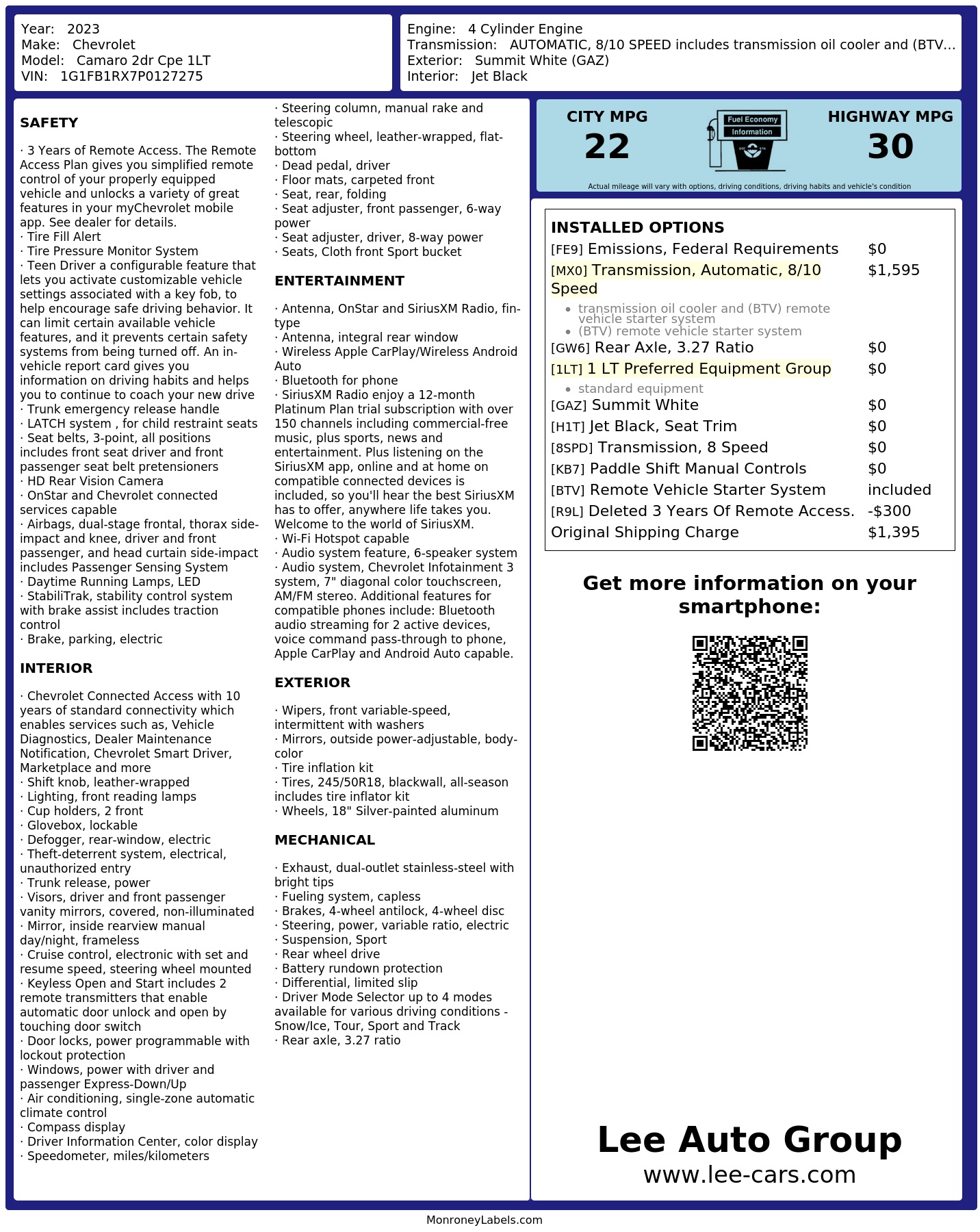 Monroney Label