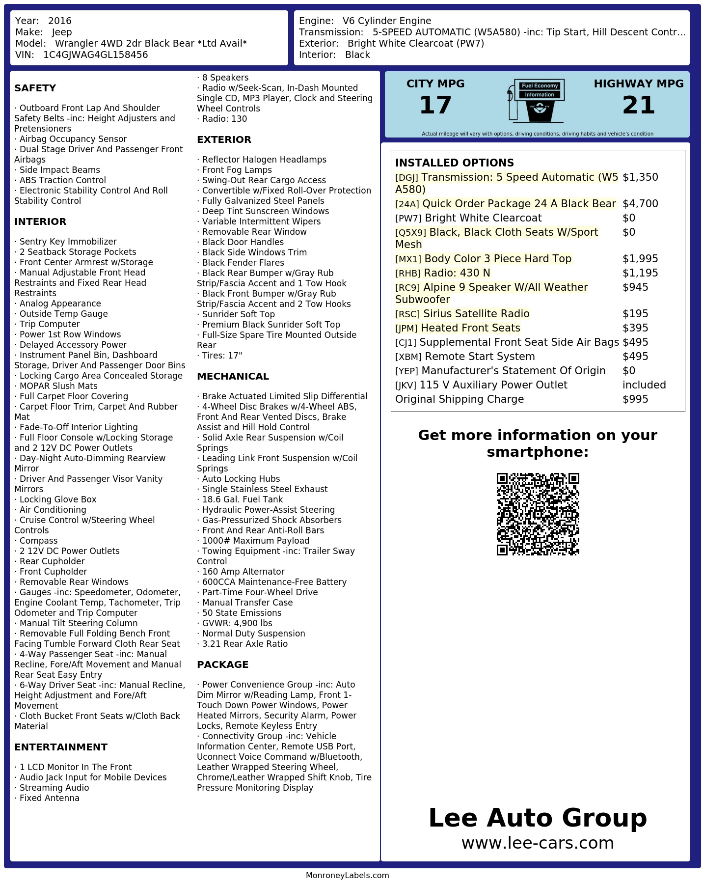 Monroney Label