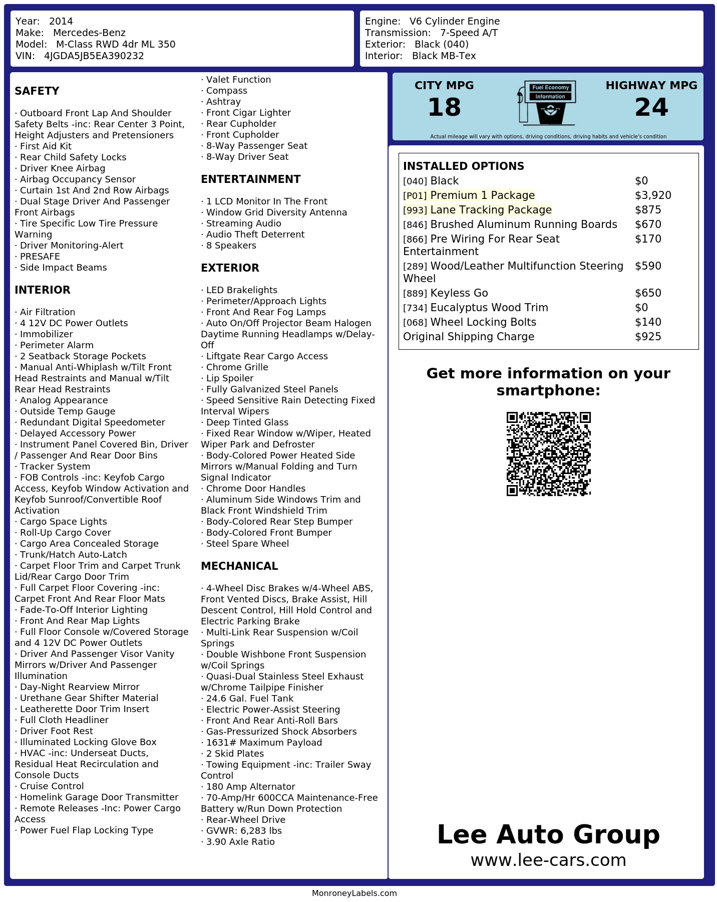 Monroney Label