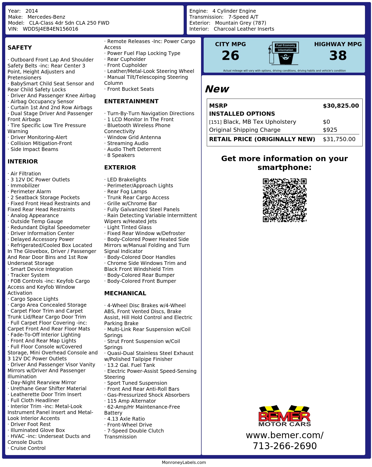 Monroney Label