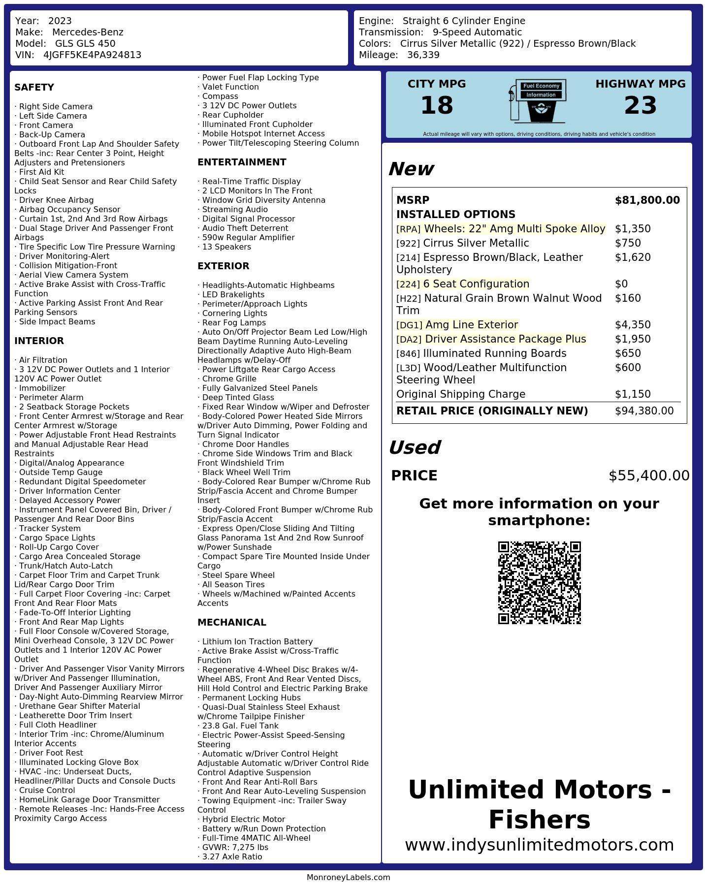 Monroney Label