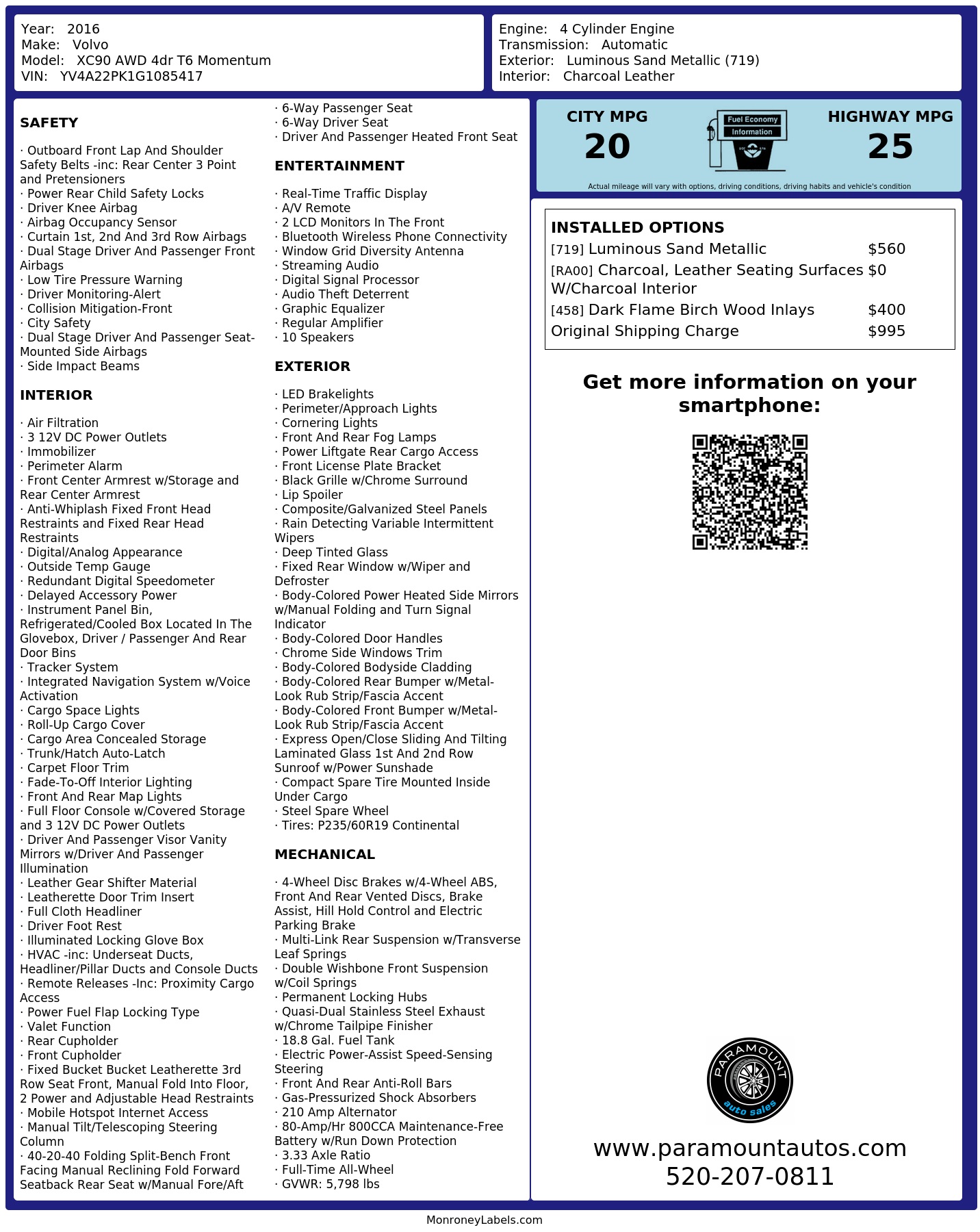 Monroney Label