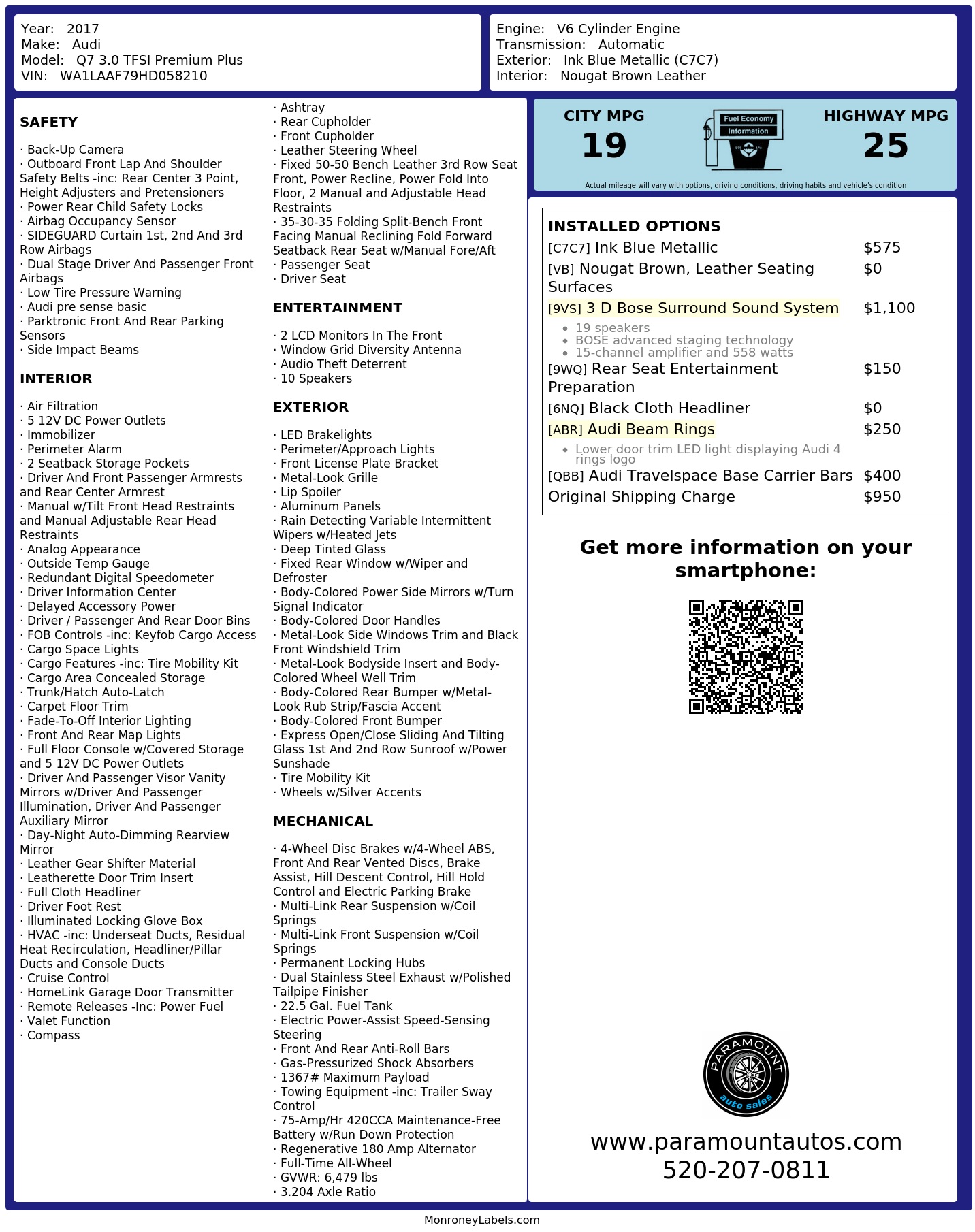 Monroney Label