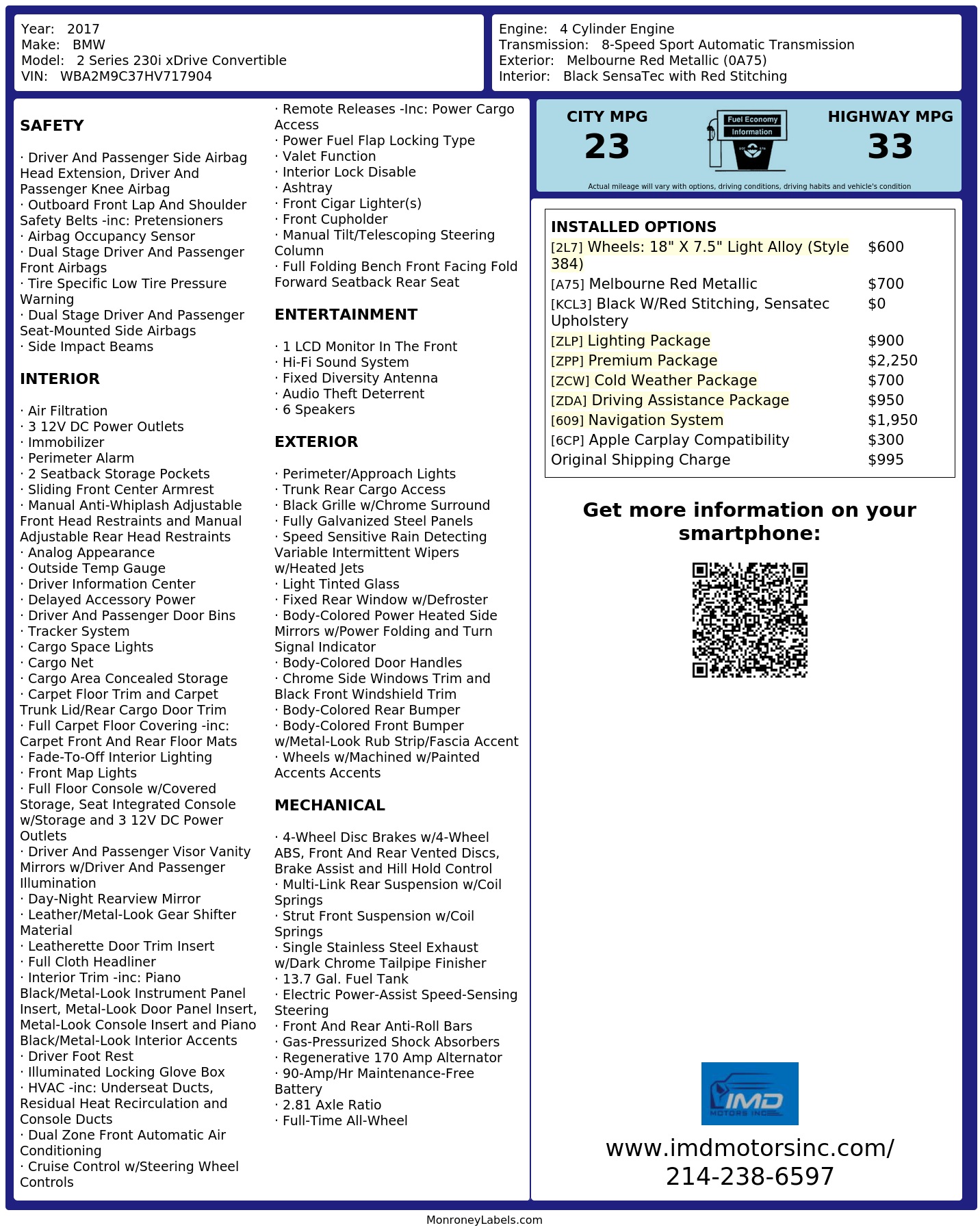 Monroney Label