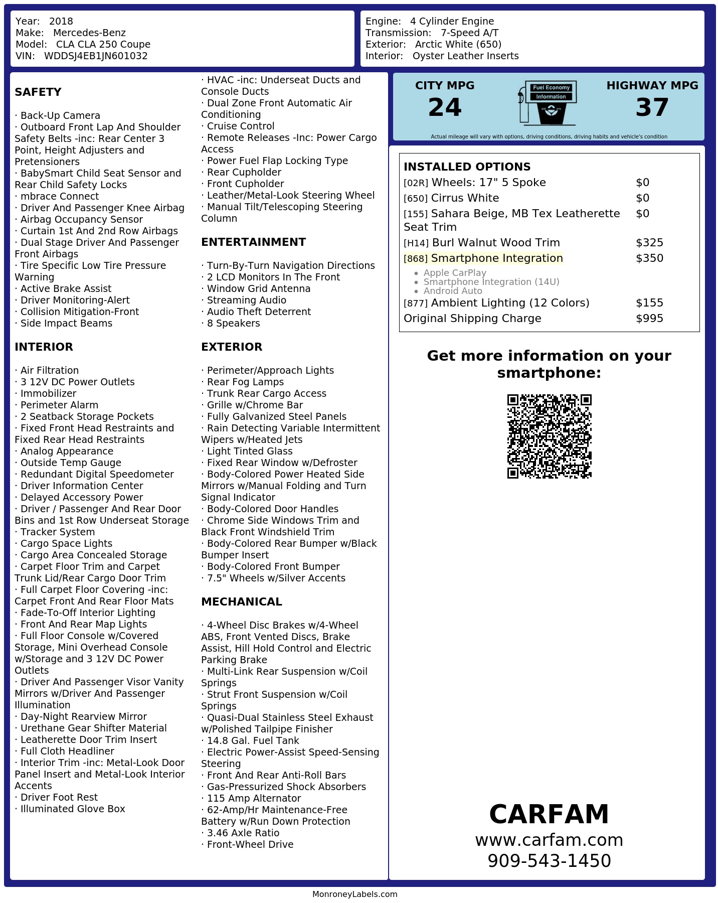 Monroney Label