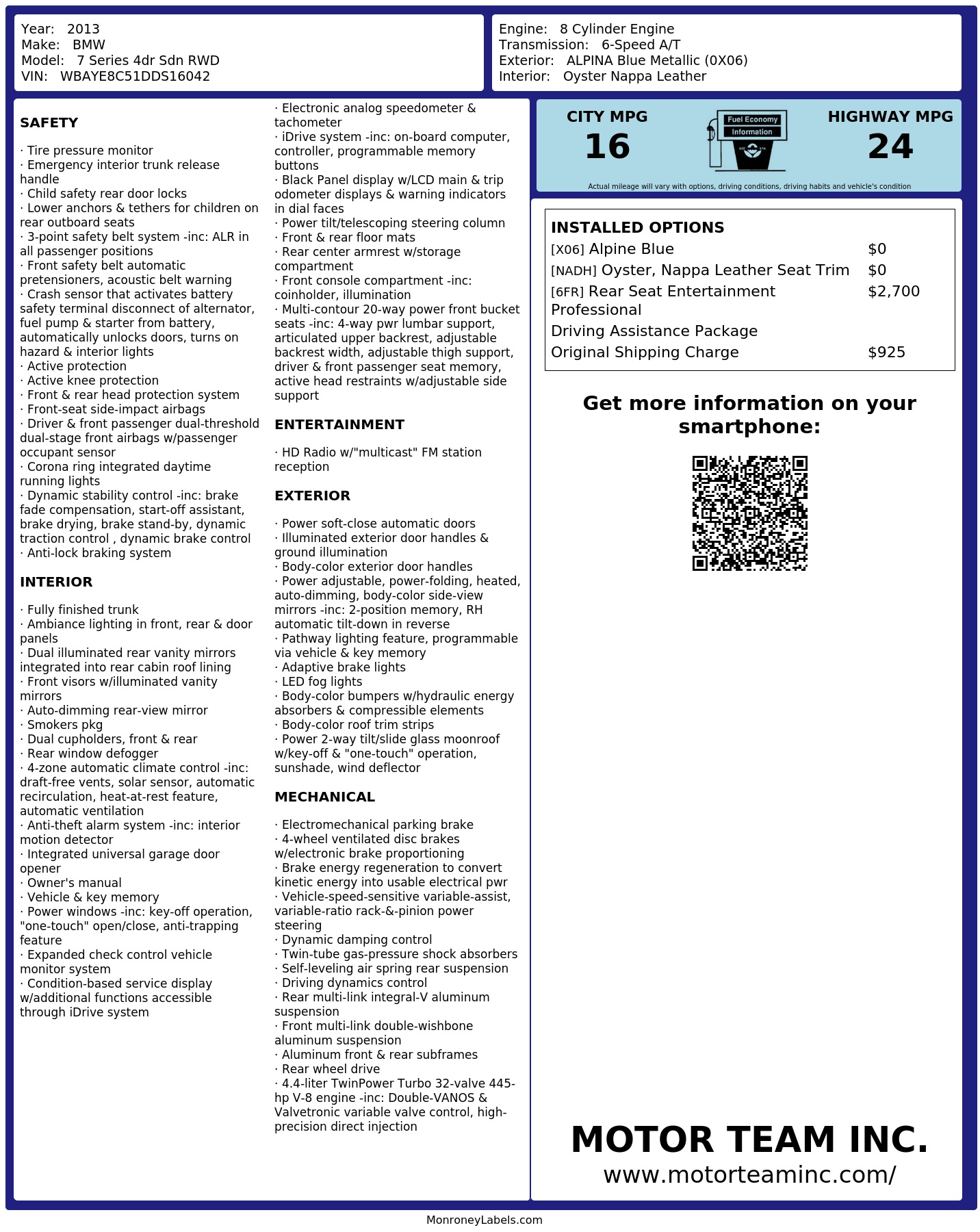 Monroney Label