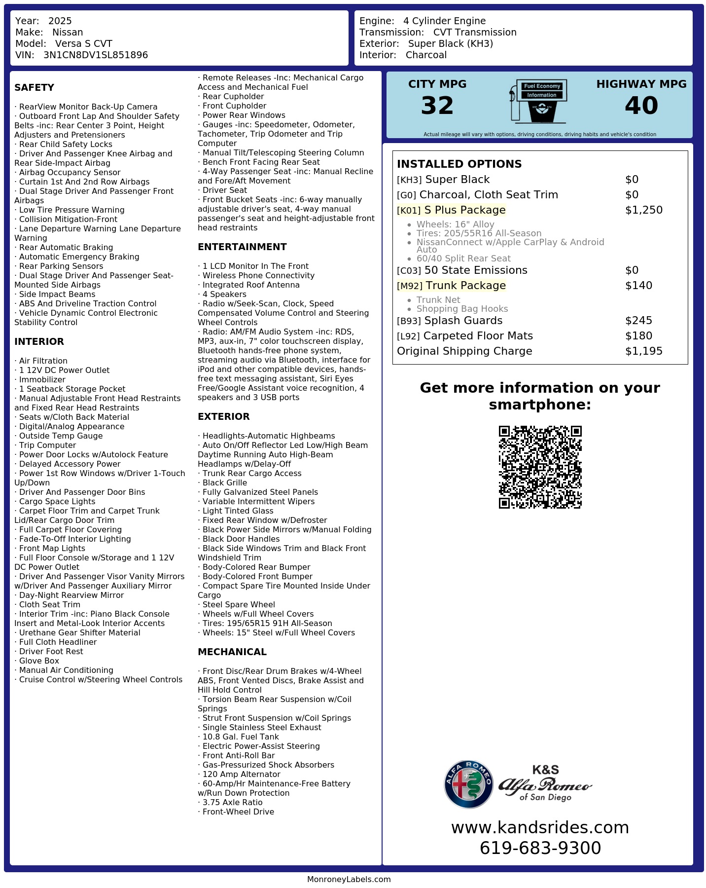 Monroney Label