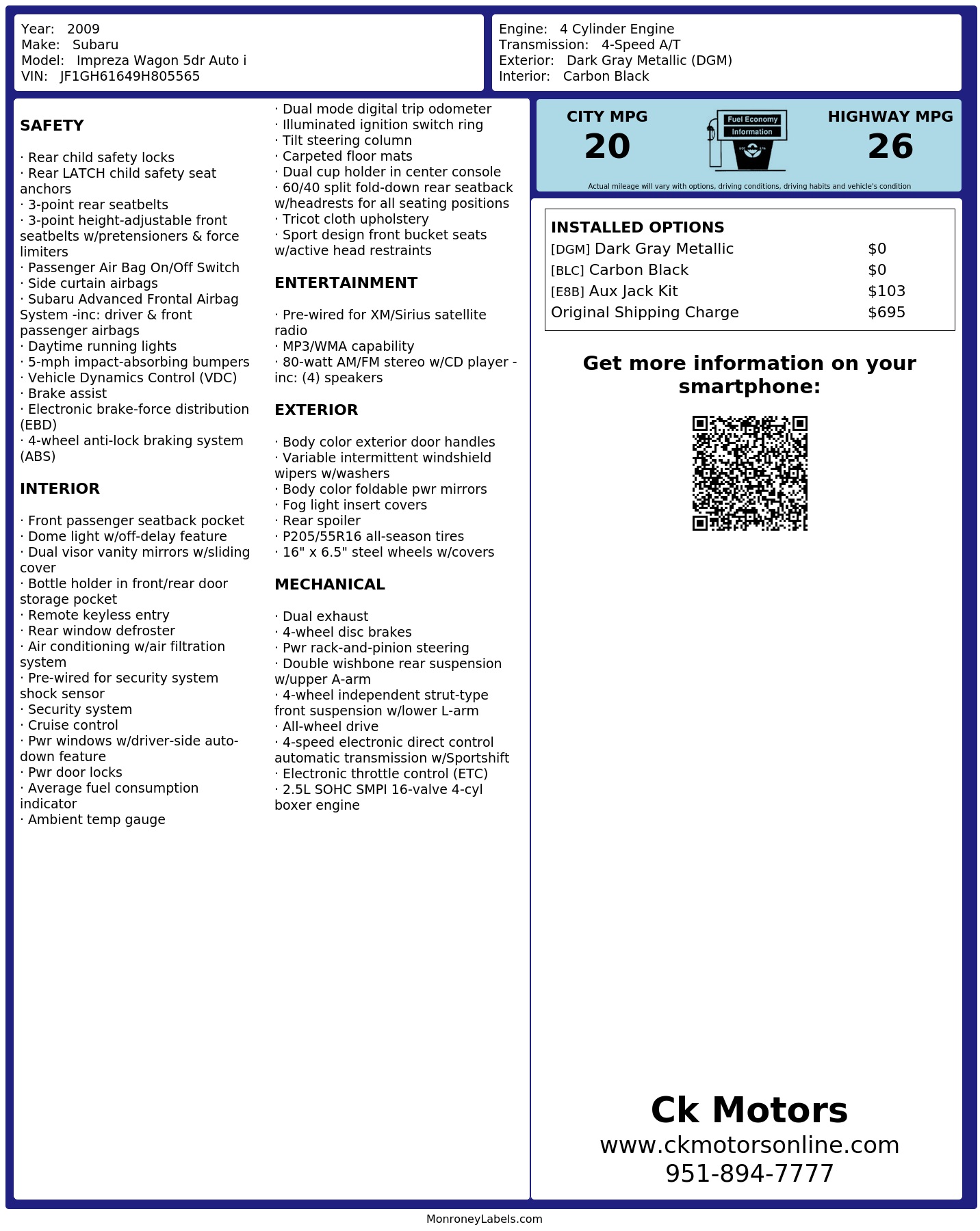 Monroney Label
