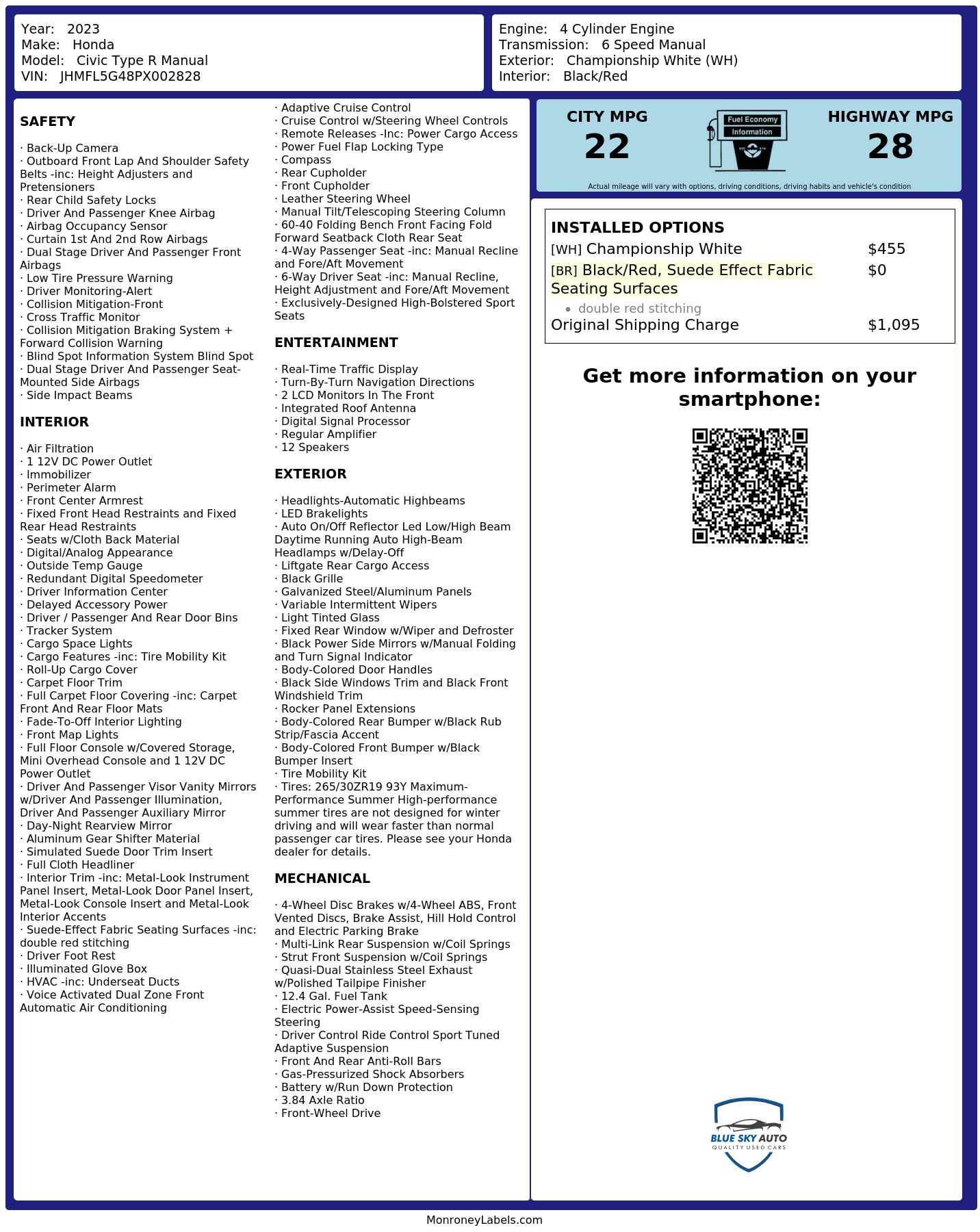 Monroney Label