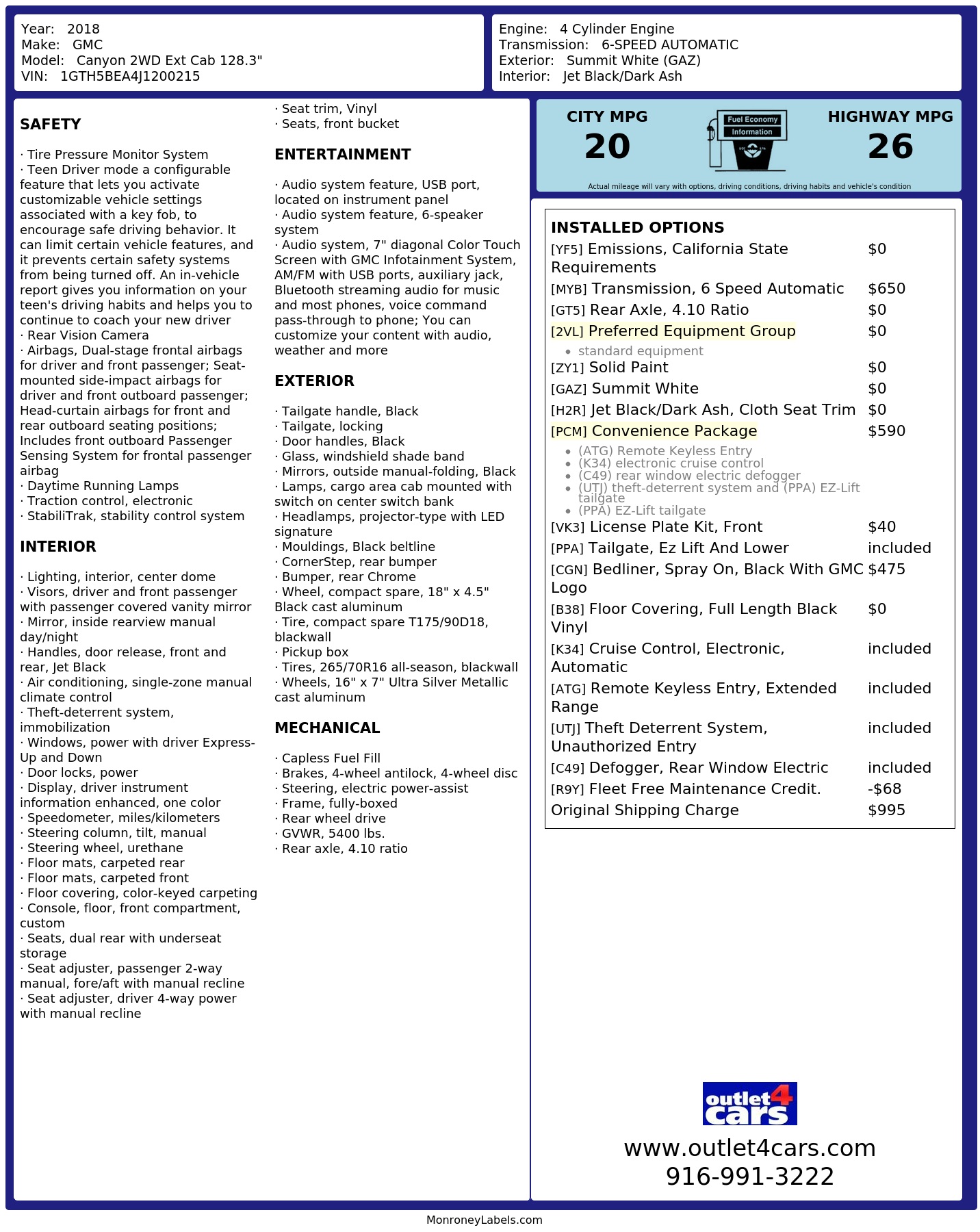 Monroney Label